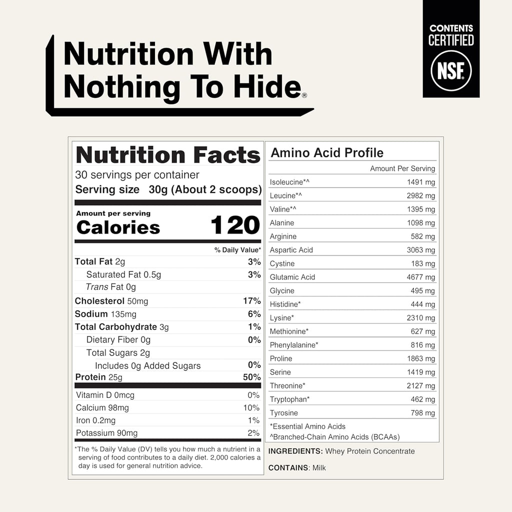 NAKED Whey 2LB 100% Grass Fed Whey Protein Powder - Only 1 Ingredient, Unflavored Whey Protein, NSF Certified, Undenatured, Gluten Free, Soy Free, No Gmos, No Preservatives