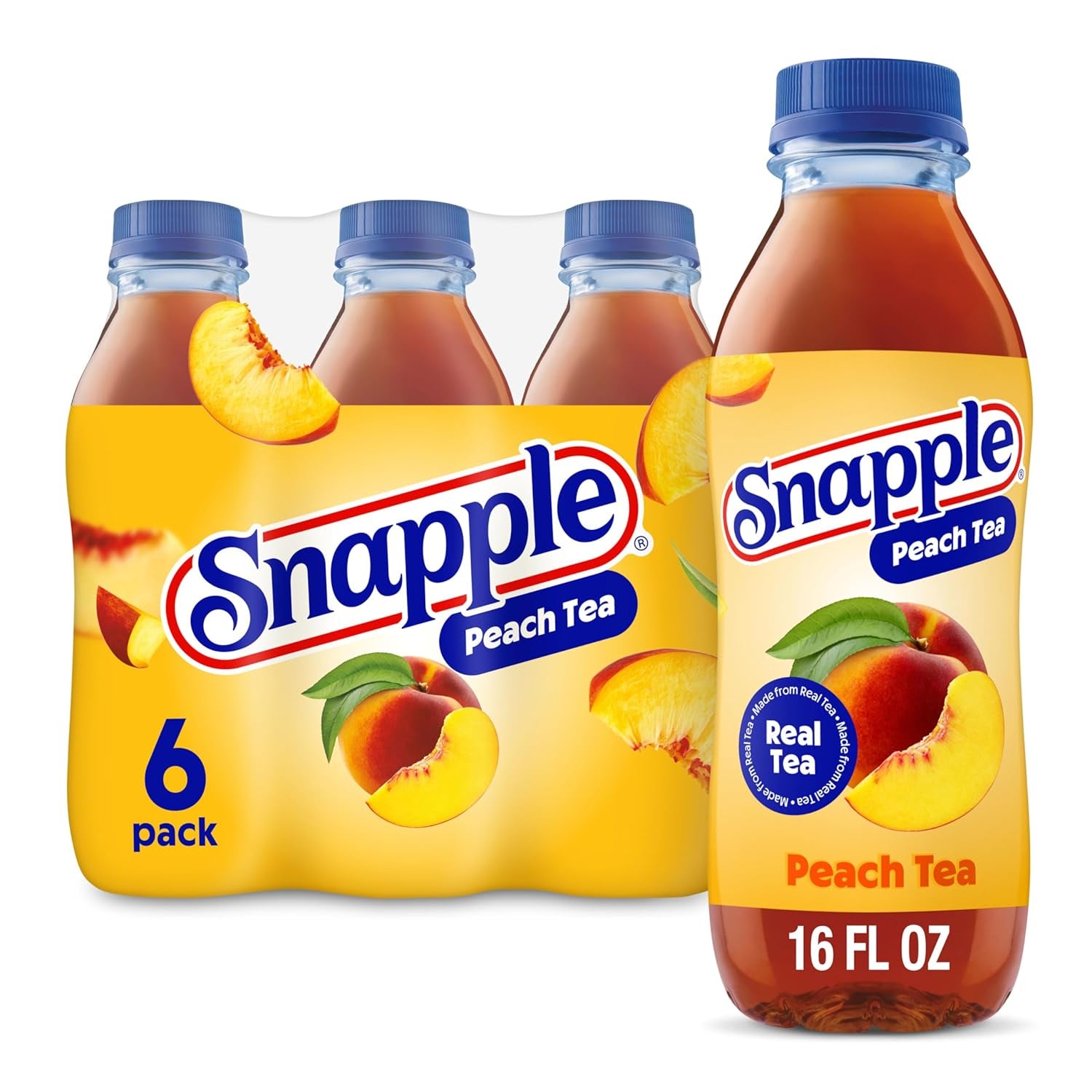 Snapple Zero Sugar Peach Tea, 16 Fl Oz Recycled Plastic Bottle (Pack of 12)