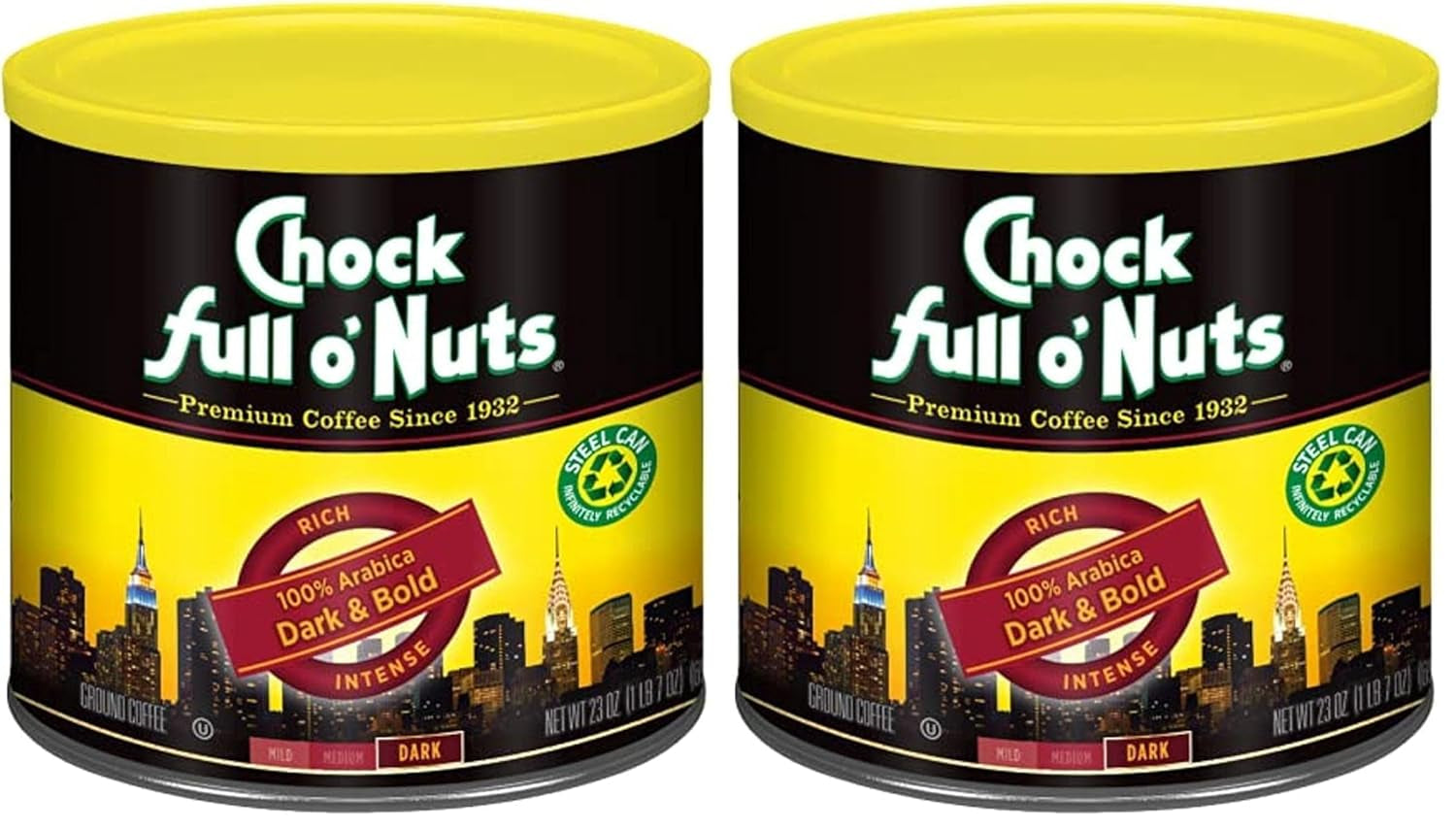 Chock Full O' Nuts Heavenly Original Ground Coffee – Premium Beans in Recyclable Steel Can – Rich Flavor & Aroma, Medium Roast – Perfect for Drip, Pour-Over, Percolator – 42.5 Oz Can