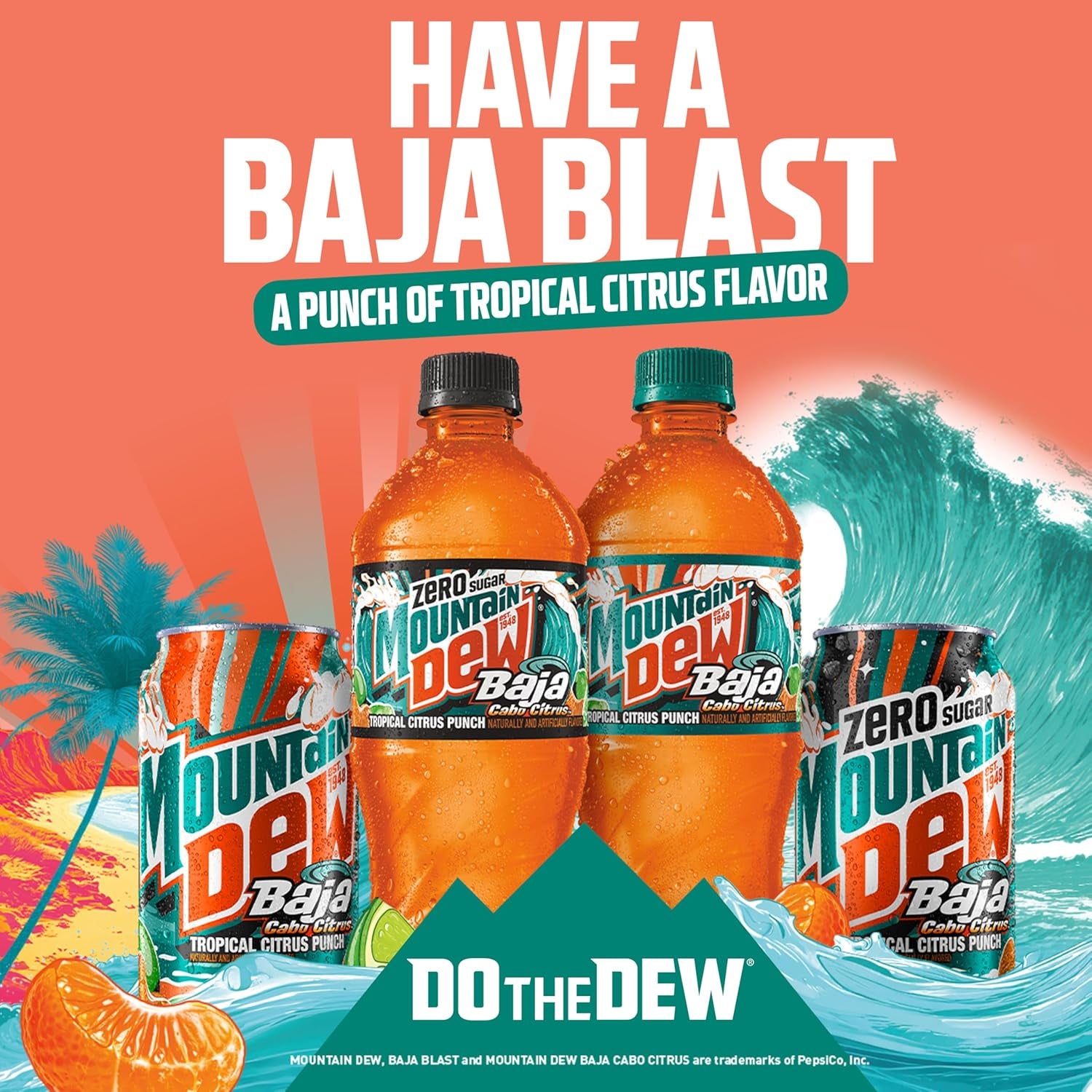 Mountain Dew, Baja Cabo Citrus12 Fl Oz Cans (Pack of 12)
