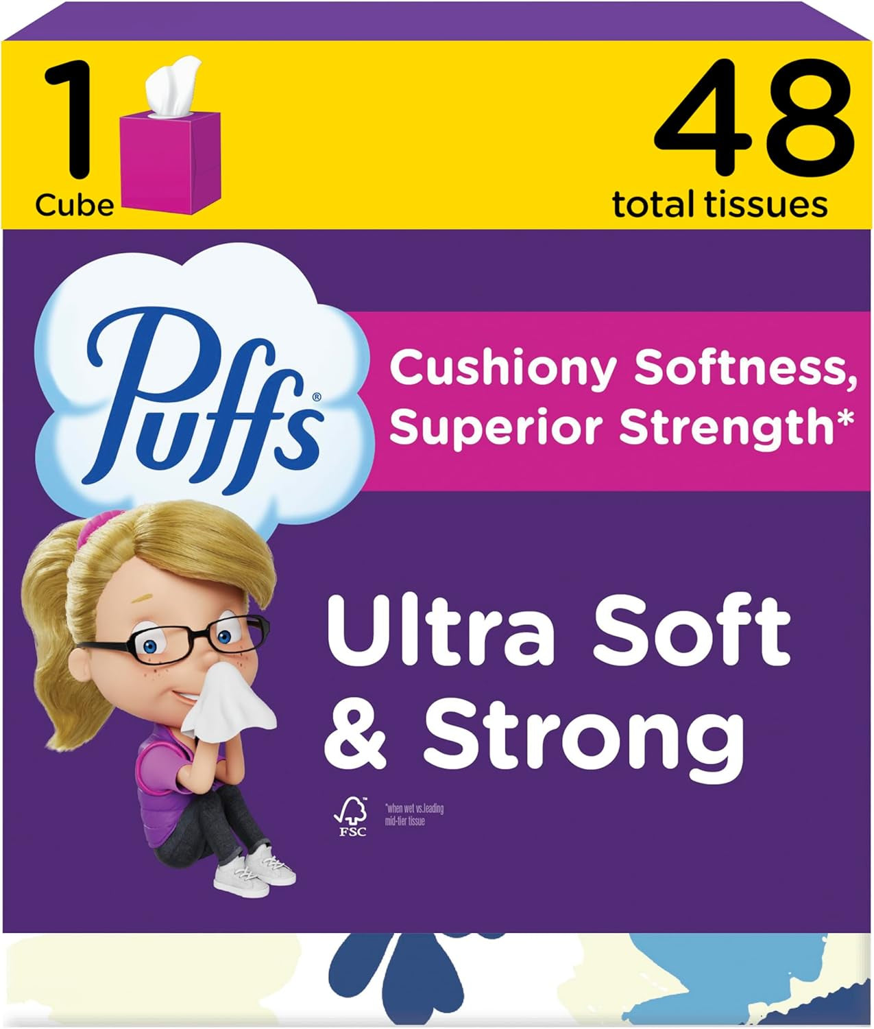 Puffs Facial Tissue Ultra Soft Non-Lotion, 18 Cube Boxes, 56 Facial Tissues per Box, Allergies and Colds (Packaging May Vary)