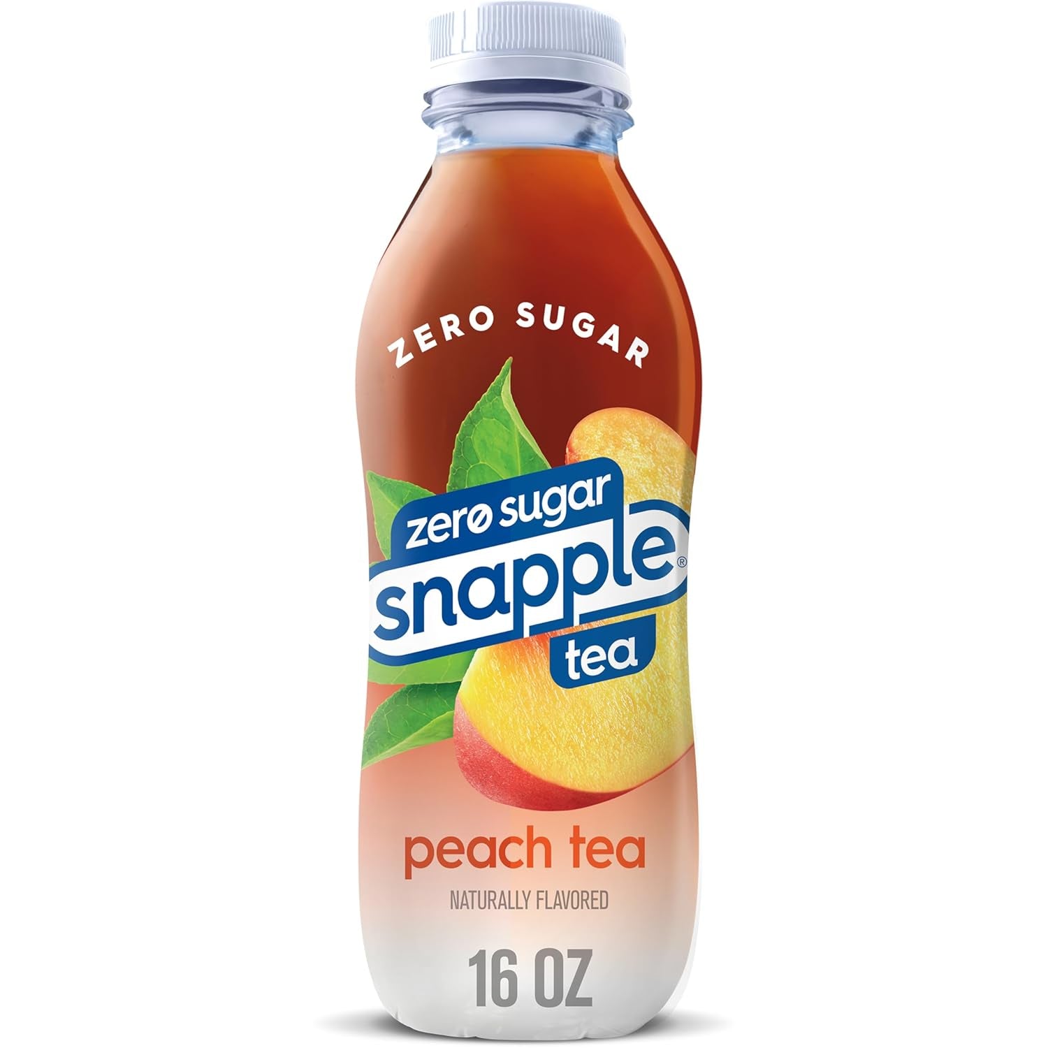 Snapple Zero Sugar Peach Tea, 16 Fl Oz Recycled Plastic Bottle (Pack of 12)