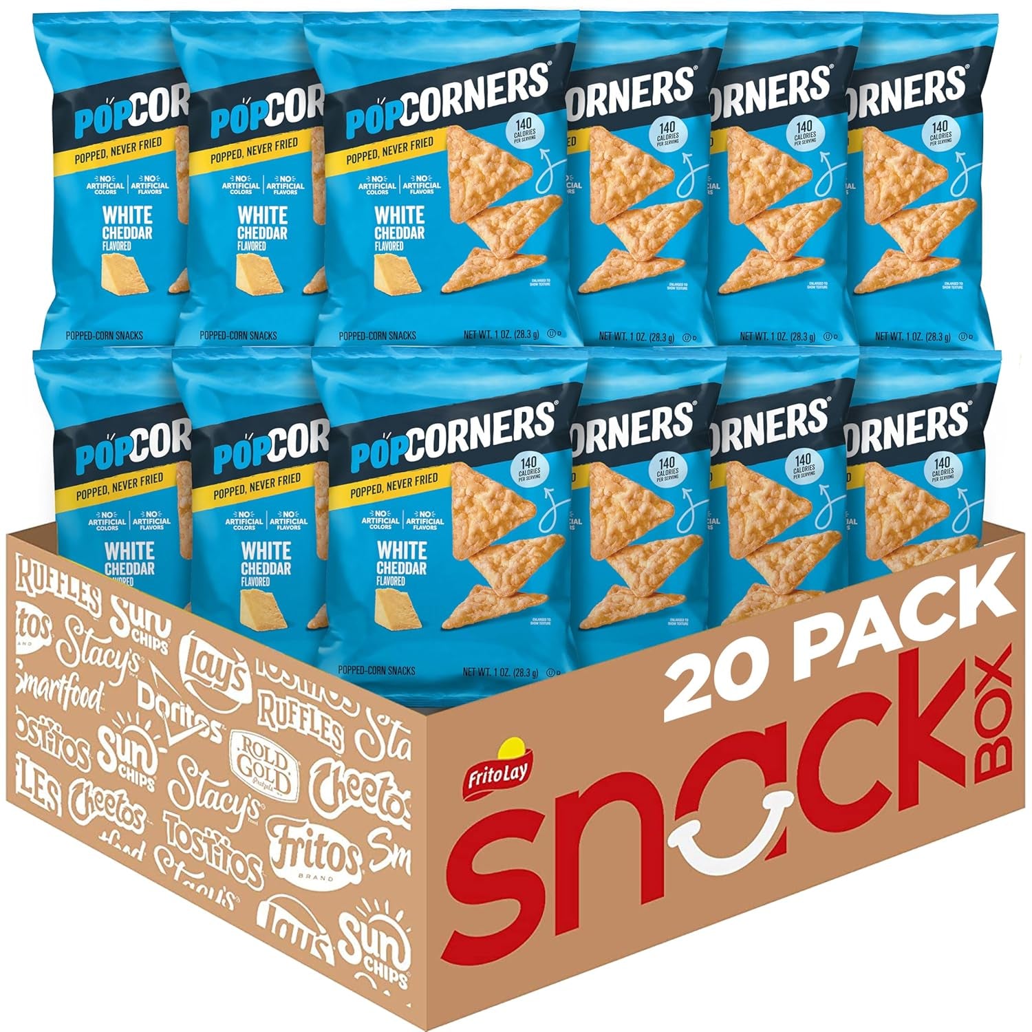 Popcorners Popped Corn Chips, 7 Flavor Variety Snack Pack, 1 Oz Bags, (20 Pack), Gluten Free, No Artificial Colors, No Artificial Flavors