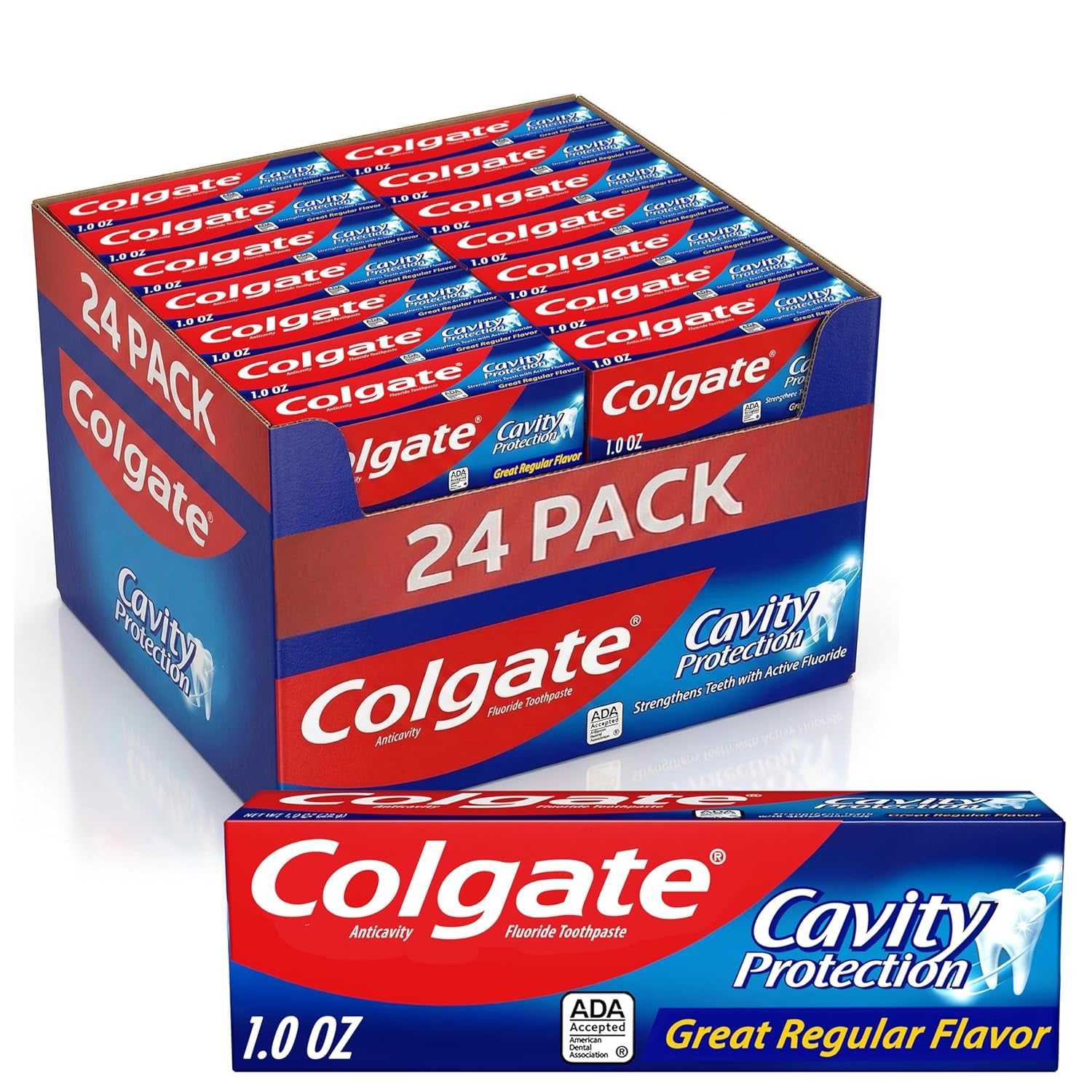 Colgate Cavity Protection Toothpaste with Fluoride, Minty Great Regular Flavor, anti Cavity Toothpaste, 6 Pack, 6 Oz Tubes