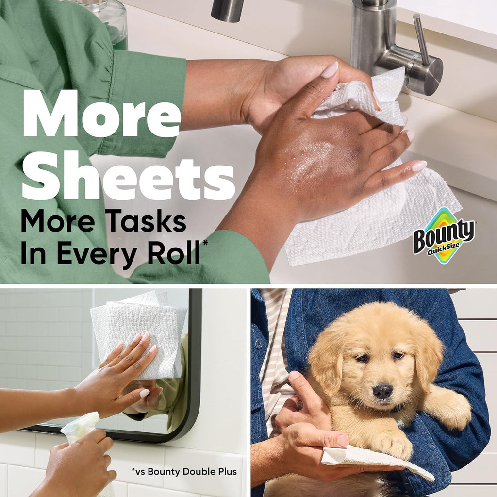 Quick-Size Paper Towels, White, 8 Family Triple Rolls = 27 Regular Rolls