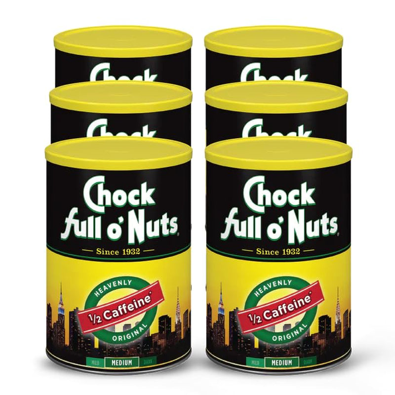 Chock Full O' Nuts Heavenly Original Ground Coffee – Premium Beans in Recyclable Steel Can – Rich Flavor & Aroma, Medium Roast – Perfect for Drip, Pour-Over, Percolator – 42.5 Oz Can