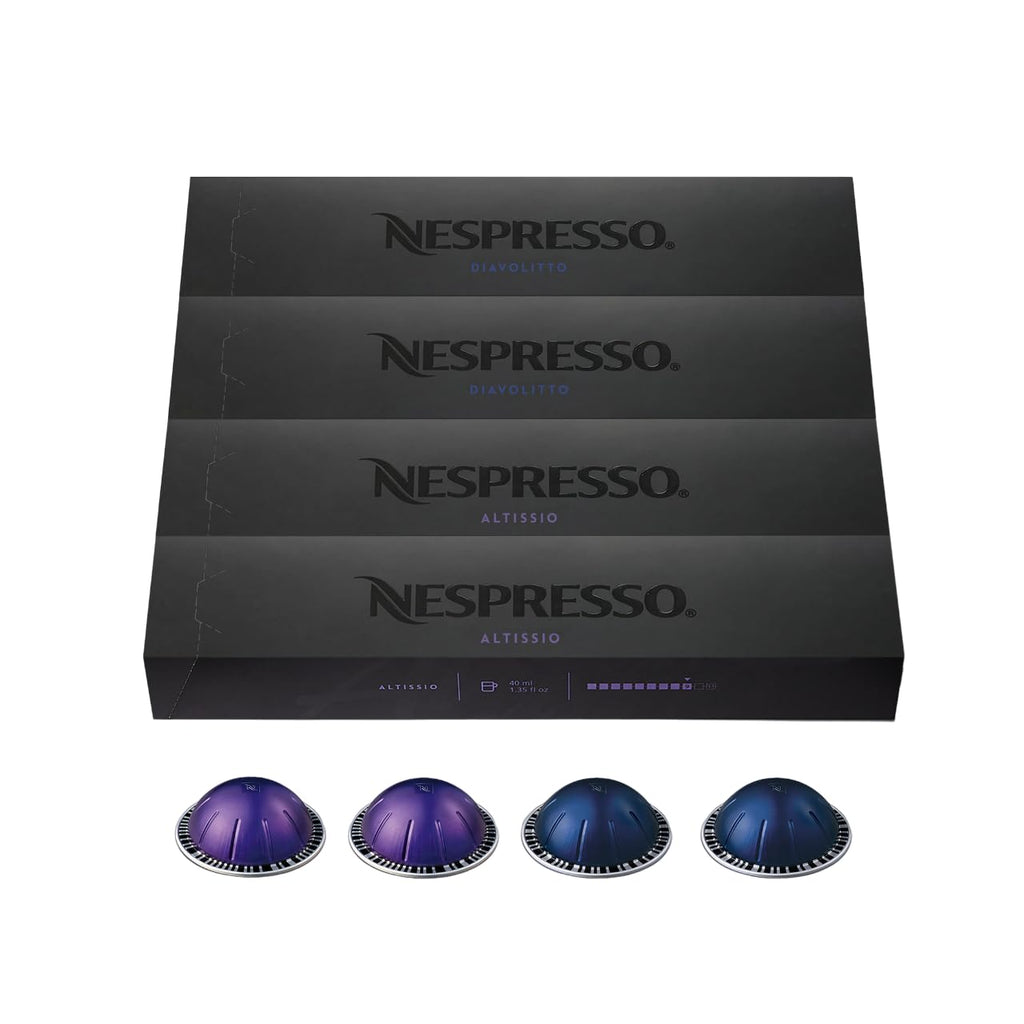 Nespresso Capsules Vertuo, Espresso Bold Variety Pack, Medium and Dark Roast Espresso Coffee, 40-Count Espresso Pods, Brews 1.35Oz.