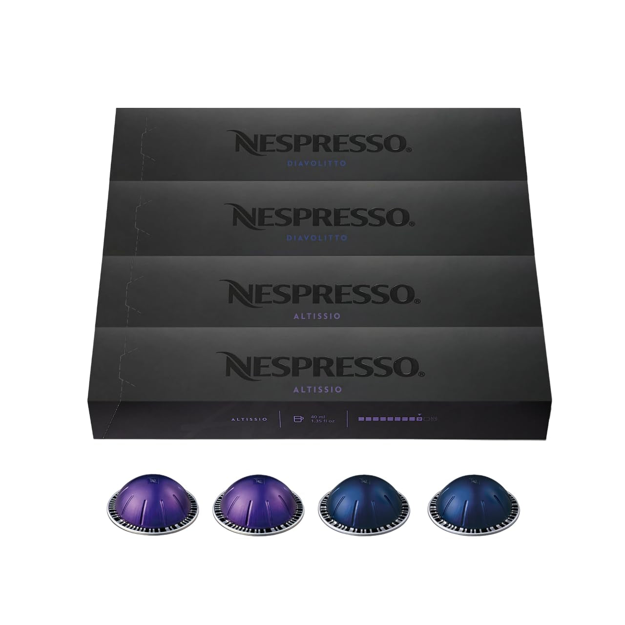 Nespresso Capsules Vertuo, Espresso Bold Variety Pack, Medium and Dark Roast Espresso Coffee, 40-Count Espresso Pods, Brews 1.35Oz.