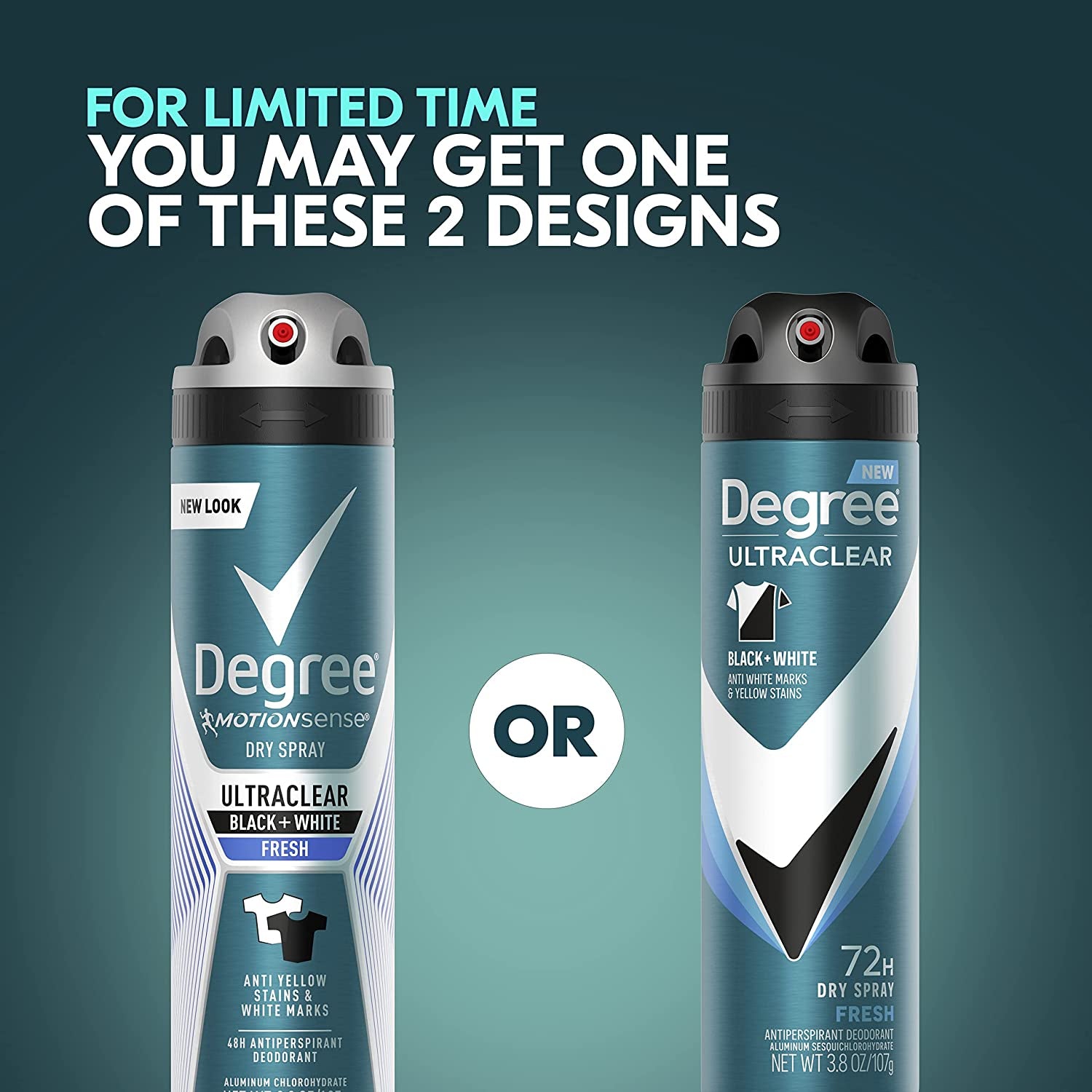Degree Men Antiperspirant Spray Black + White 3 Count Protects from Deodorant Stains Instantly Dry Spray Deodorant 3.8 Oz