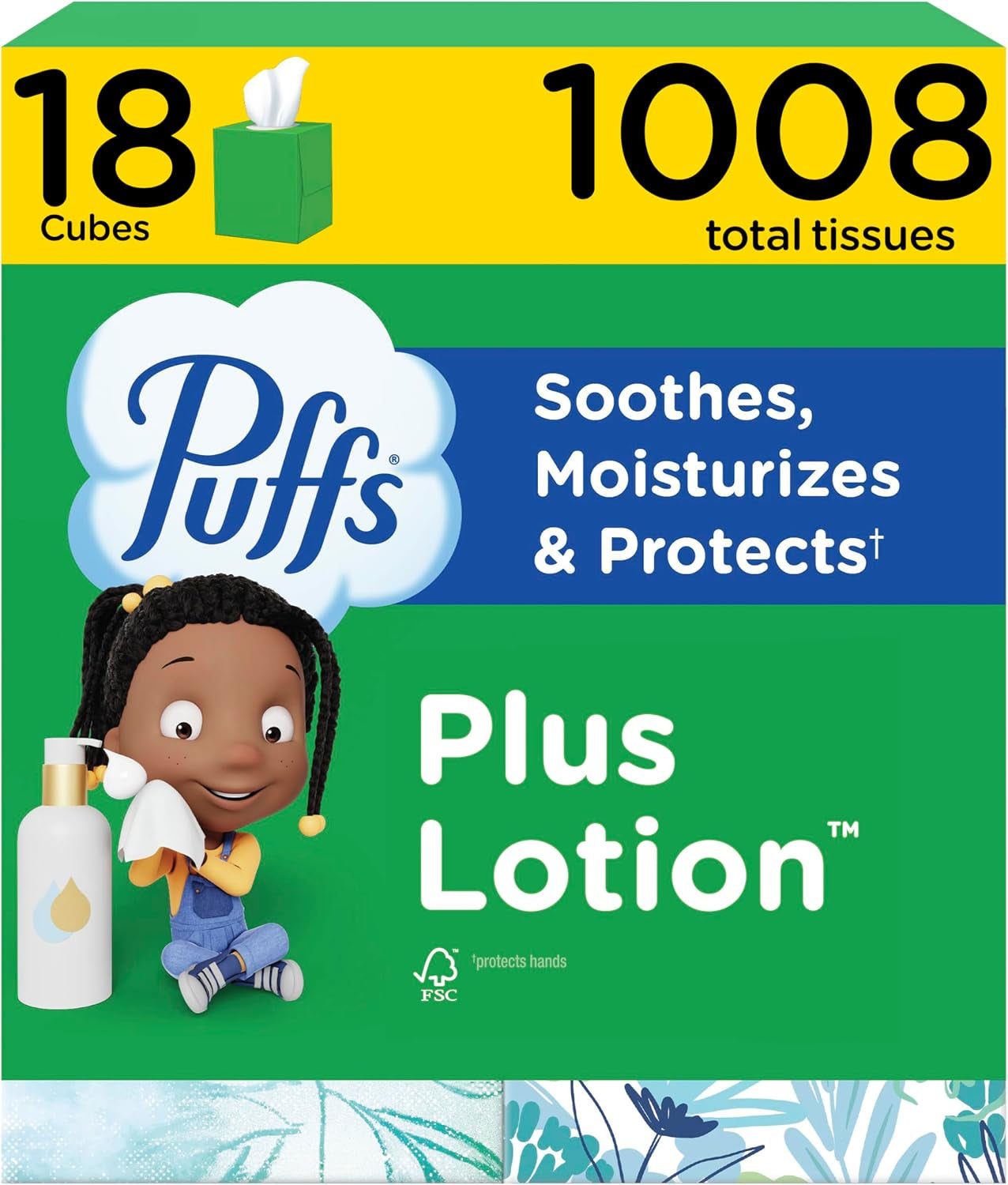 Puffs plus Lotion Facial Tissue, 48 Tissues, Pack of 4 | Cube Box