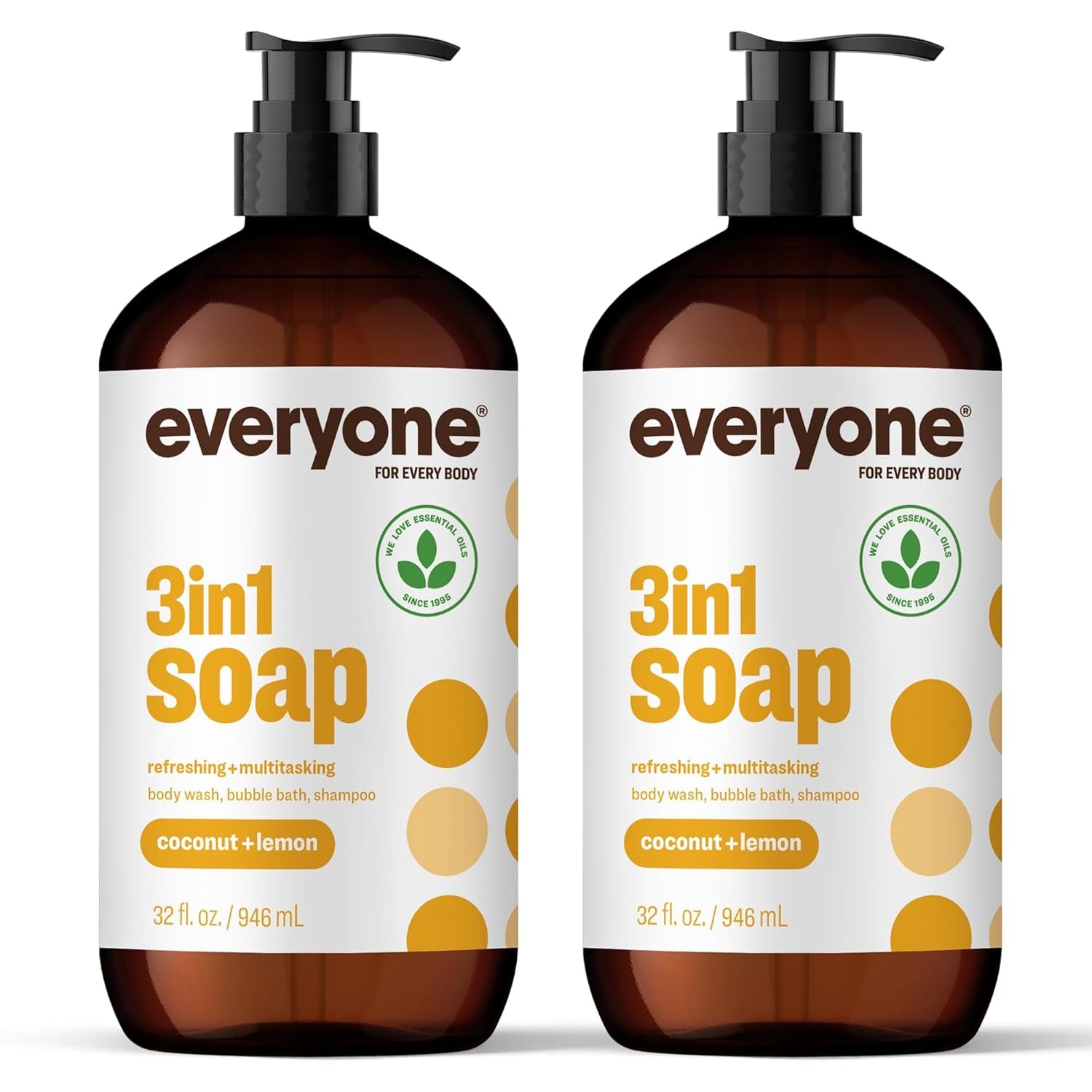 Everyone 3-In-1 Soap, Body Wash, Bubble Bath, Shampoo, 32 Ounce (Pack of 2), Vanilla and Lavender, Made with Essential Oils for Men and Women