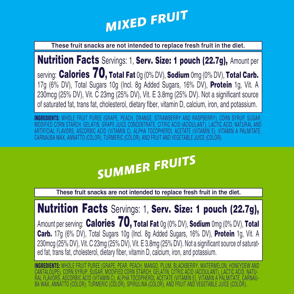 Welch'S Fruit Snacks, Mixed Fruit & Summer Fruits Snack Box, Gluten Free, 0.8Oz Snack Packs (Pack of 60)