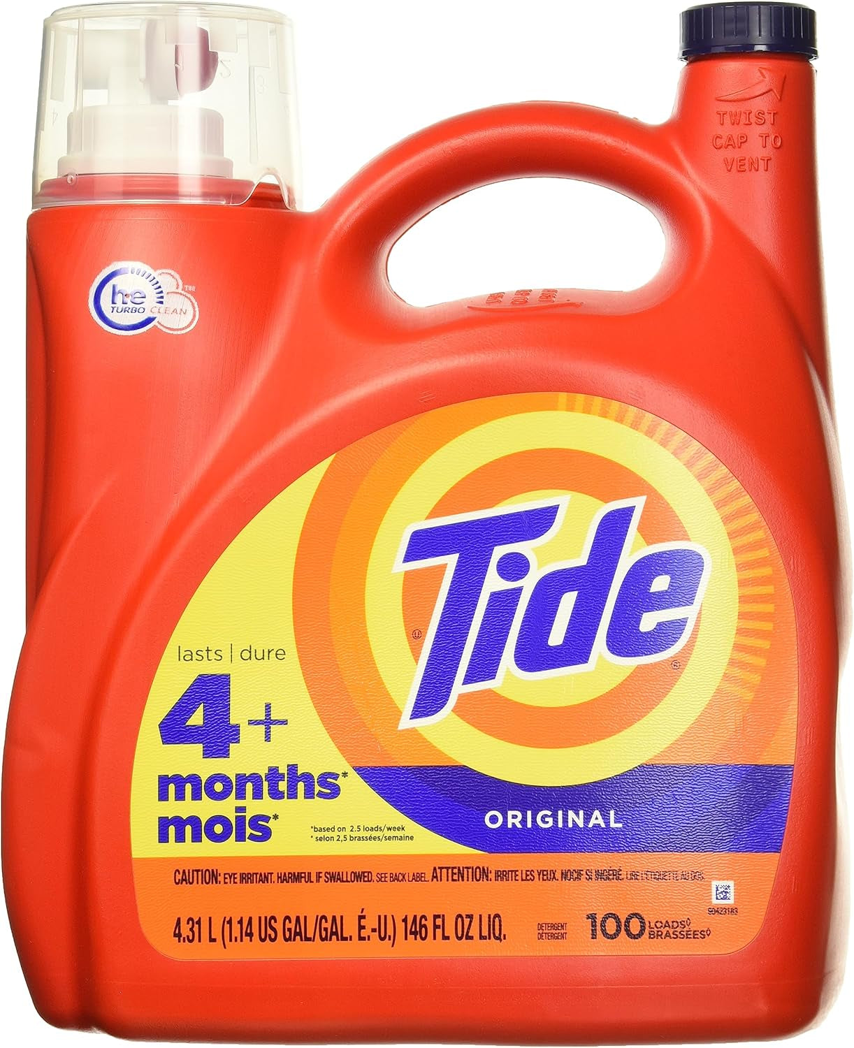 Tide Liquid Laundry Detergent, Original Scent, 125 Fl Oz, 100 Loads, Boosted Clean Even in Cold Water with Concentrated Washing Soap