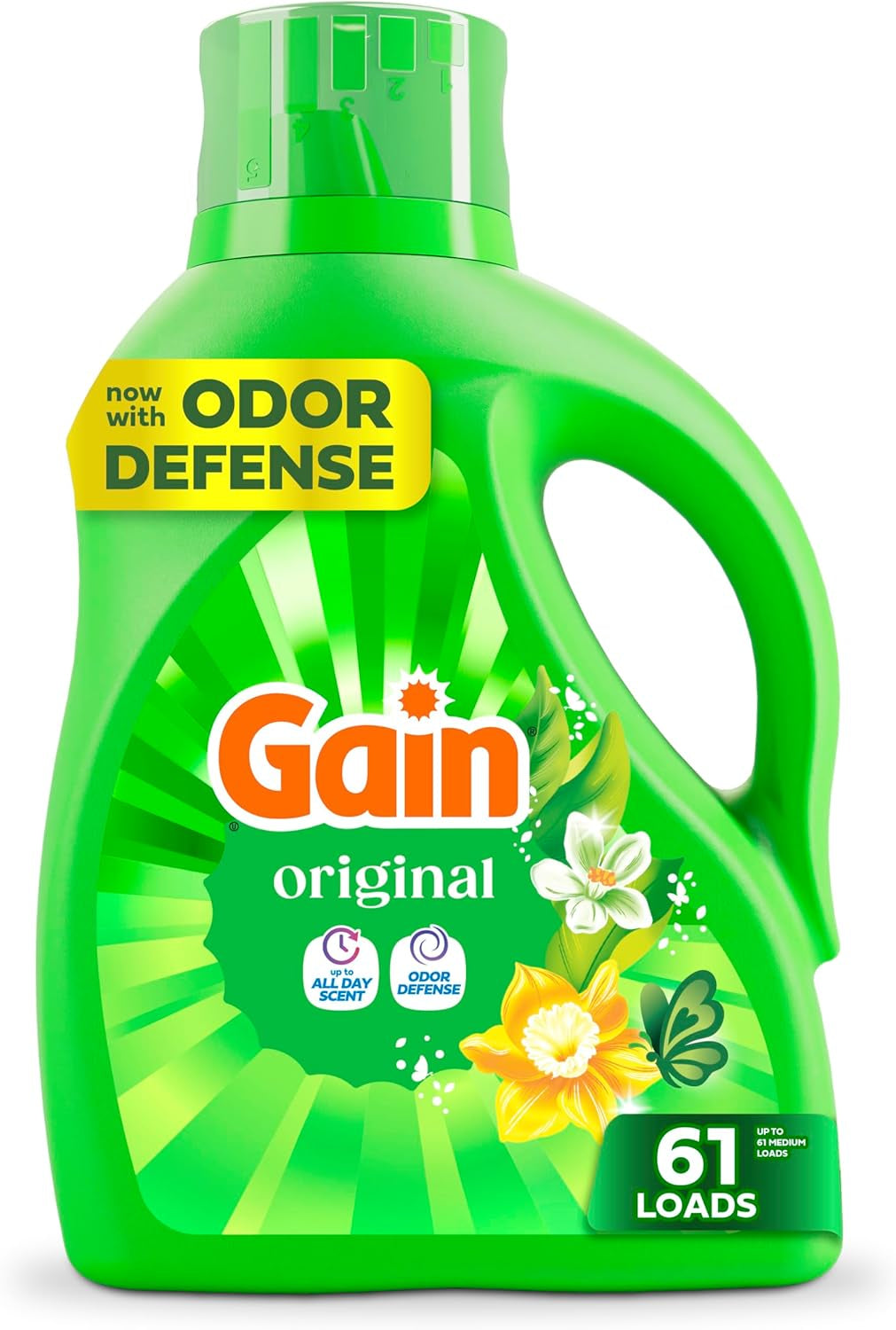 Gain Liquid Laundry Detergent, Freshness, Odor Defense, High Efficiency Washing Machine Liquid Laundry Soap, Original Scent, 132 Fl Oz, 100 Loads (Packaging May Vary)