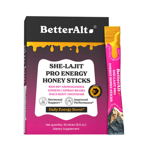 Betteralt Energy Pro Sticks for Her | 10-In-1 Ayurvedic Energy & Vitality Formula | Zero Added Sugar | 3Rd Party Lab Tested | 30 Sticks