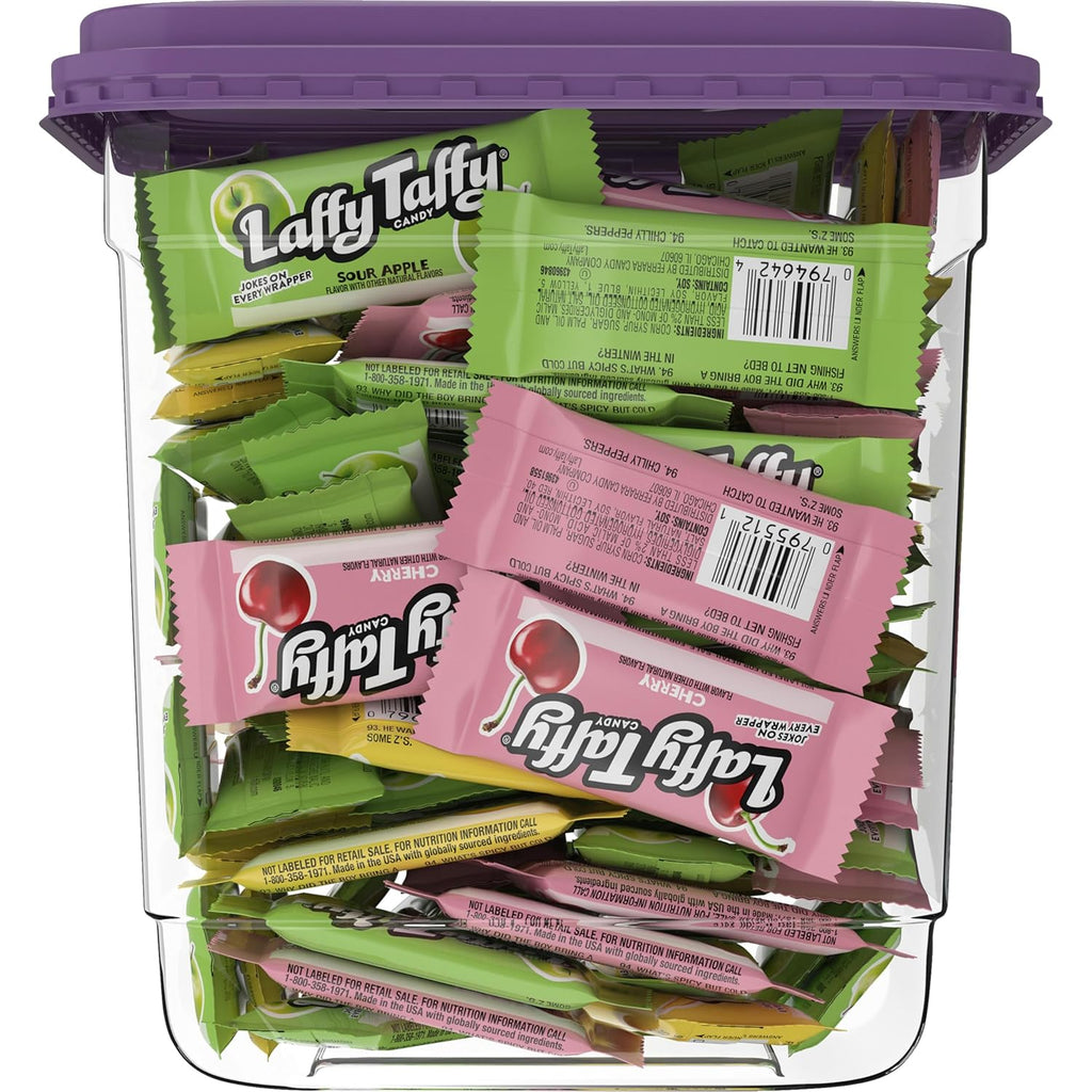 Laffy Taffy Candy, Assorted Fruit Flavored Taffy Candy, Sour Apple, Cherry, Strawberry & Banana Flavors (145 Pieces), 49.3 Ounce