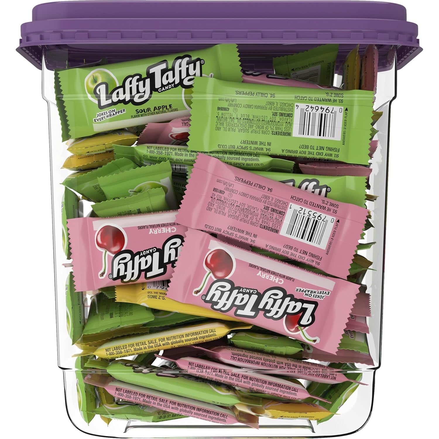 Laffy Taffy Candy, Assorted Fruit Flavored Taffy Candy, Sour Apple, Cherry, Strawberry & Banana Flavors (145 Pieces), 49.3 Ounce