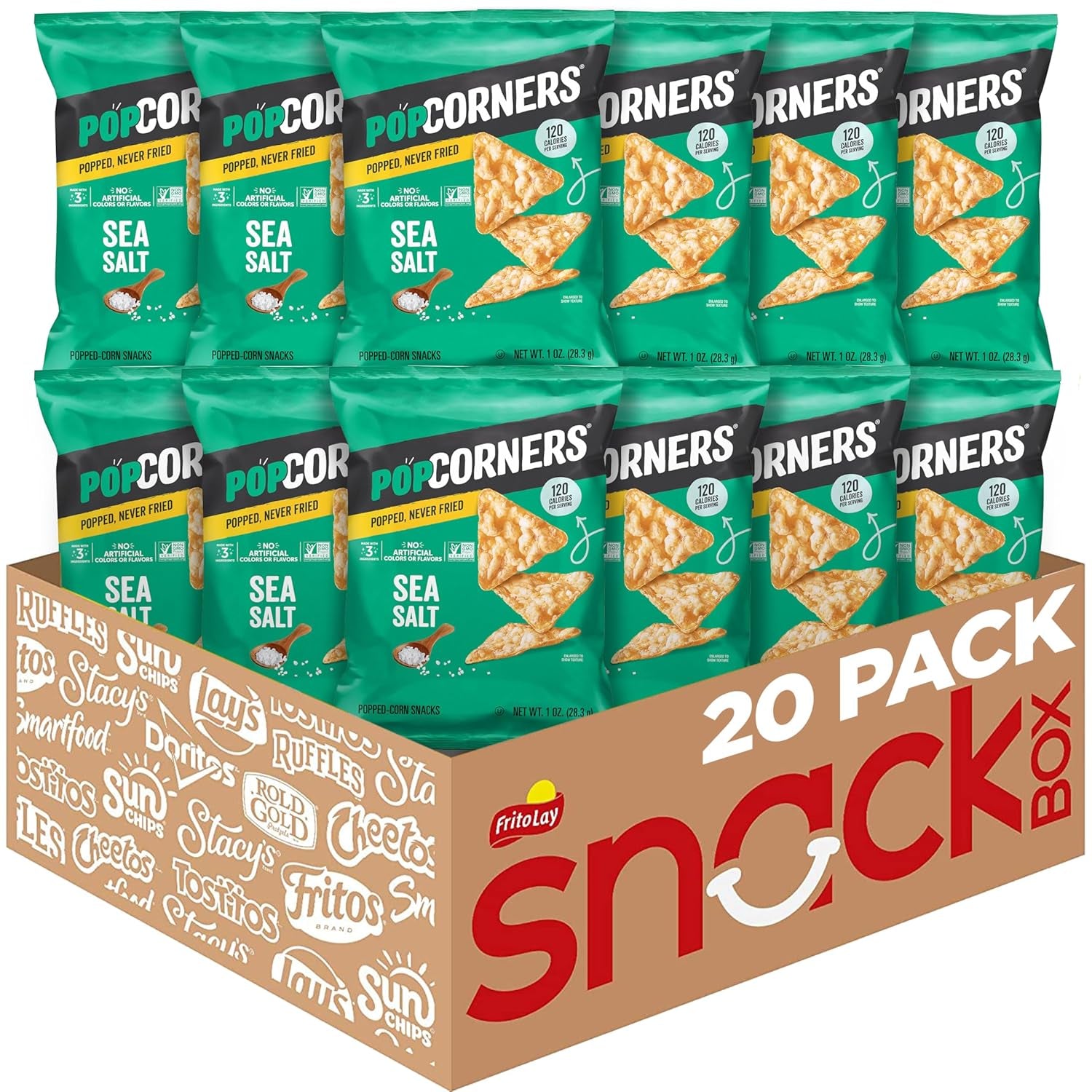 Popcorners Popped Corn Chips, 7 Flavor Variety Snack Pack, 1 Oz Bags, (20 Pack), Gluten Free, No Artificial Colors, No Artificial Flavors