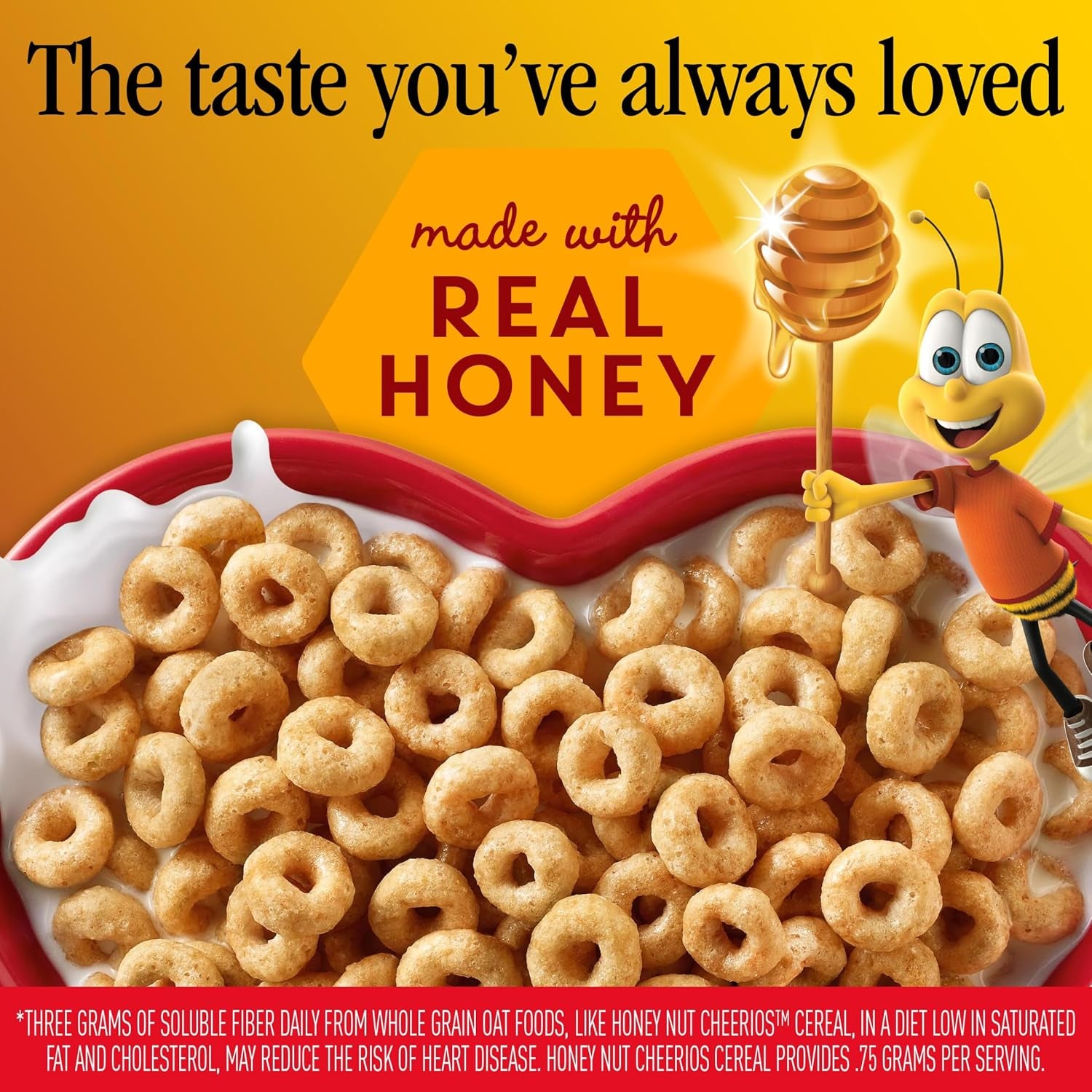 Honey Nut Cheerios, Heart Healthy Gluten Free Breakfast Cereal with Whole Grain Oats, Family Size, 18.8 Oz