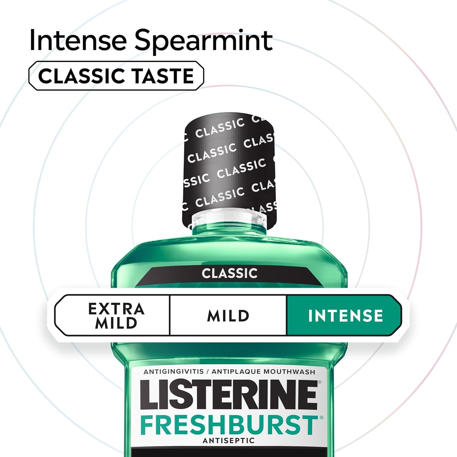 Listerine Freshburst Intense Antiseptic Mouthwash for Bad Breath, Kills 99.9% of Germs That Cause Bad Breath & Fight Plaque & Gingivitis, ADA Accepted Mouthwash, Convenience Pack, 2 X 1 L