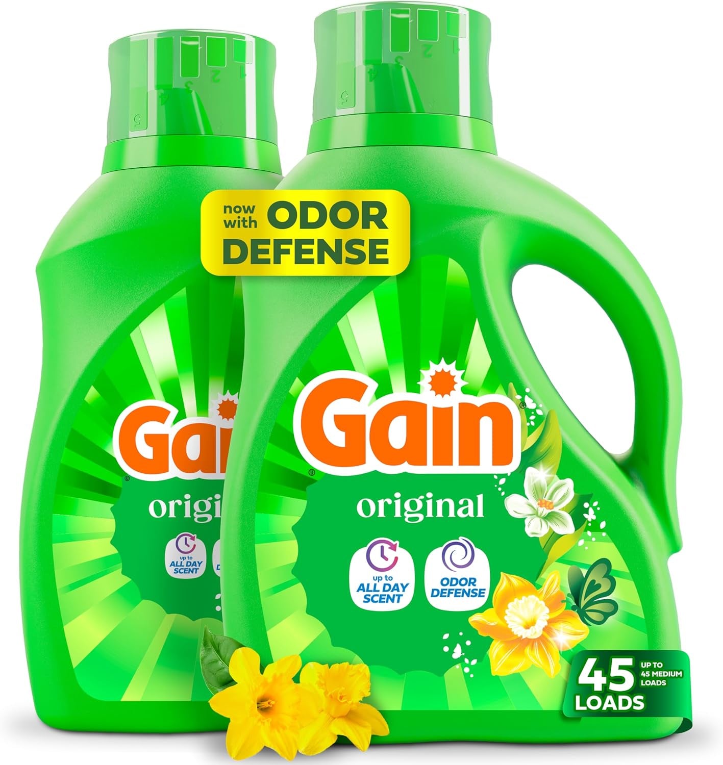 Gain Liquid Laundry Detergent, Freshness, Odor Defense, High Efficiency Washing Machine Liquid Laundry Soap, Original Scent, 132 Fl Oz, 100 Loads (Packaging May Vary)