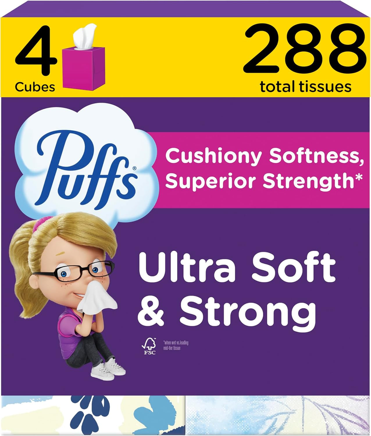 Puffs Facial Tissue Ultra Soft Non-Lotion, 18 Cube Boxes, 56 Facial Tissues per Box, Allergies and Colds (Packaging May Vary)