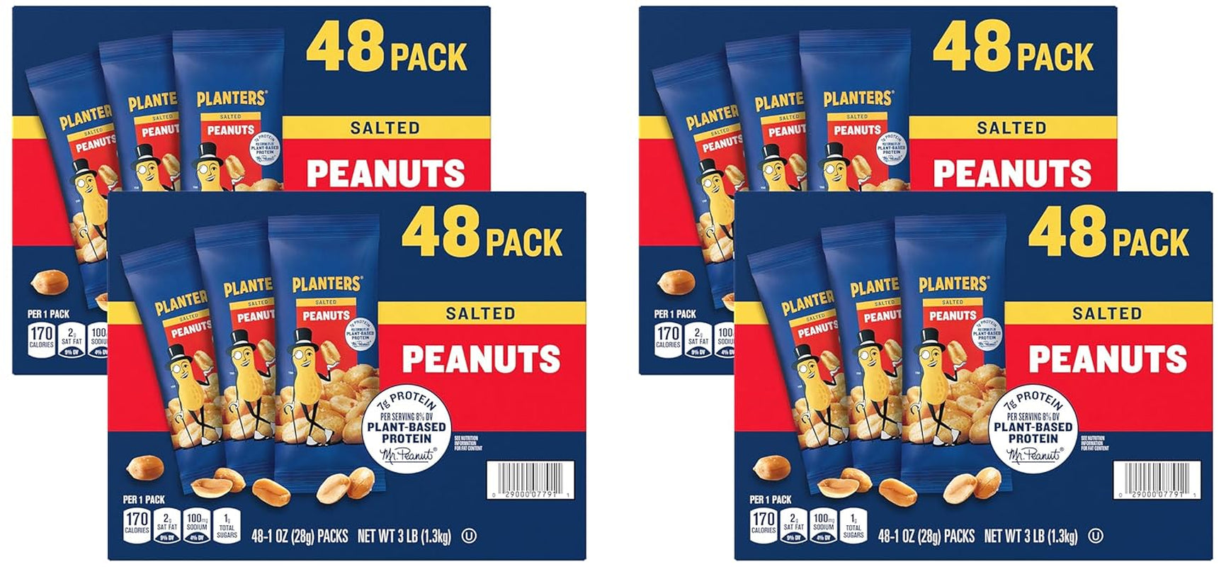 PLANTERS Variety Pack, Salted Cashews, Salted Peanuts & Honey Roasted Peanuts, On-The-Go Nut Snacks, Individually Packed Snacks, 8 -13G (12% - 13% DV) Plant-Based Protein (36 Count)