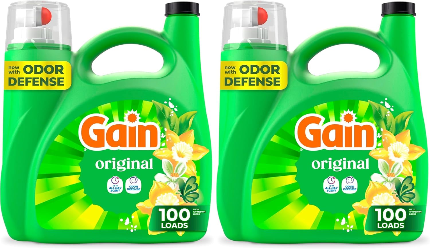 Gain Liquid Laundry Detergent, Freshness, Odor Defense, High Efficiency Washing Machine Liquid Laundry Soap, Original Scent, 132 Fl Oz, 100 Loads (Packaging May Vary)