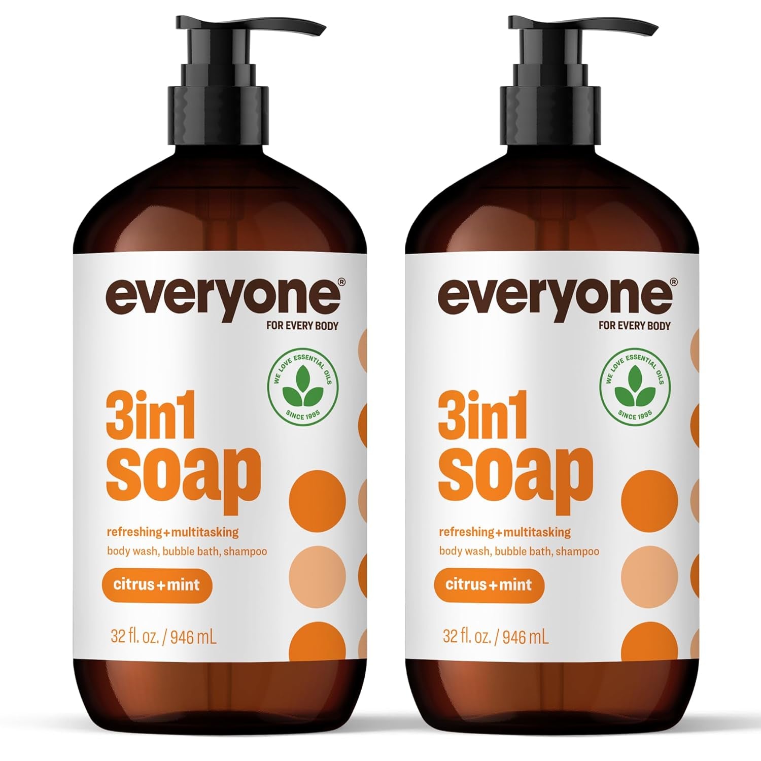 Everyone 3-In-1 Soap, Body Wash, Bubble Bath, Shampoo, 32 Ounce (Pack of 2), Vanilla and Lavender, Made with Essential Oils for Men and Women