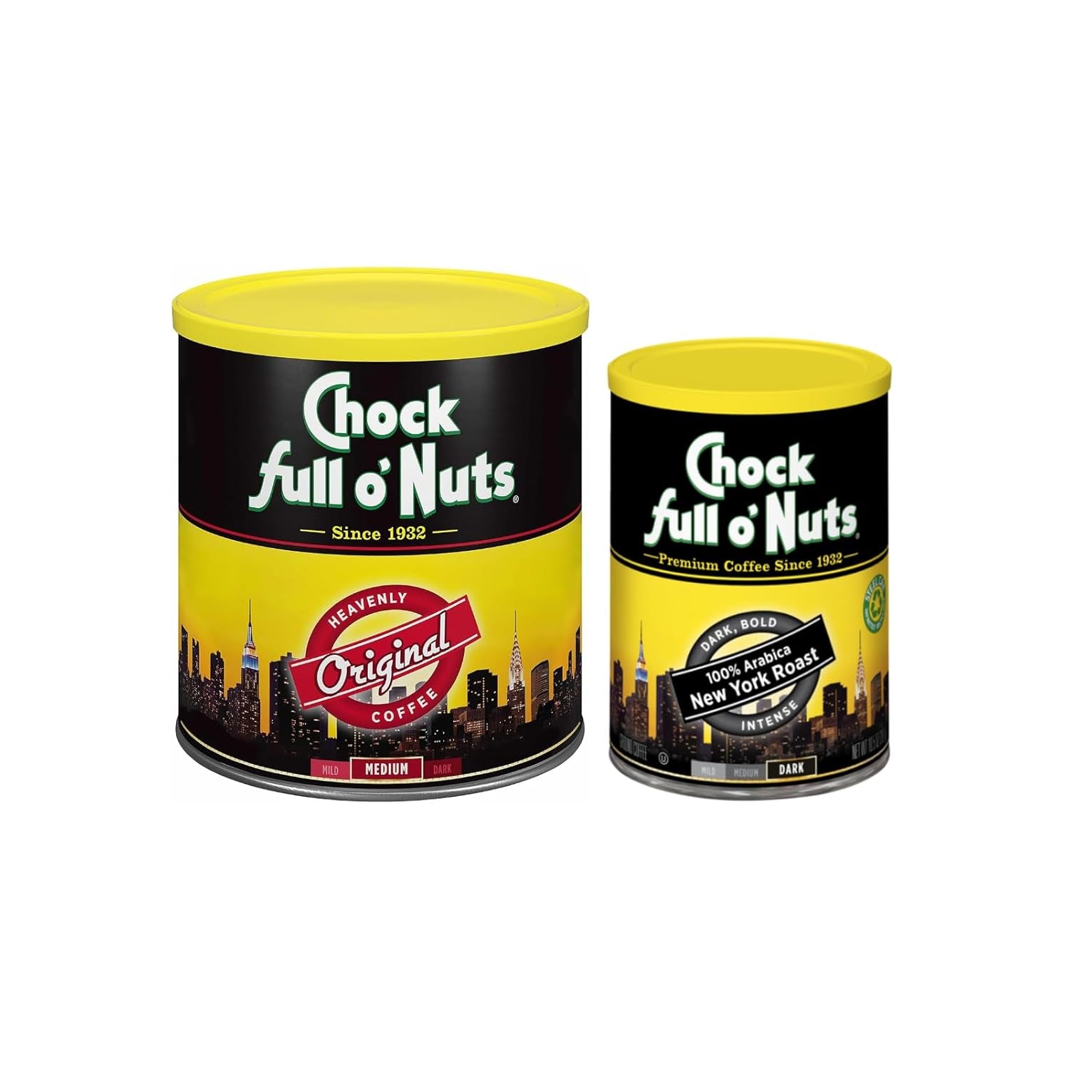 Chock Full O' Nuts Heavenly Original Ground Coffee – Premium Beans in Recyclable Steel Can – Rich Flavor & Aroma, Medium Roast – Perfect for Drip, Pour-Over, Percolator – 42.5 Oz Can