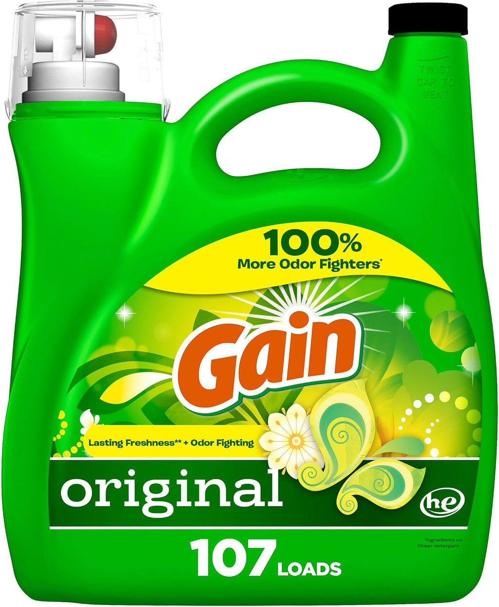 Gain Liquid Laundry Detergent, Freshness, Odor Defense, High Efficiency Washing Machine Liquid Laundry Soap, Original Scent, 132 Fl Oz, 100 Loads (Packaging May Vary)
