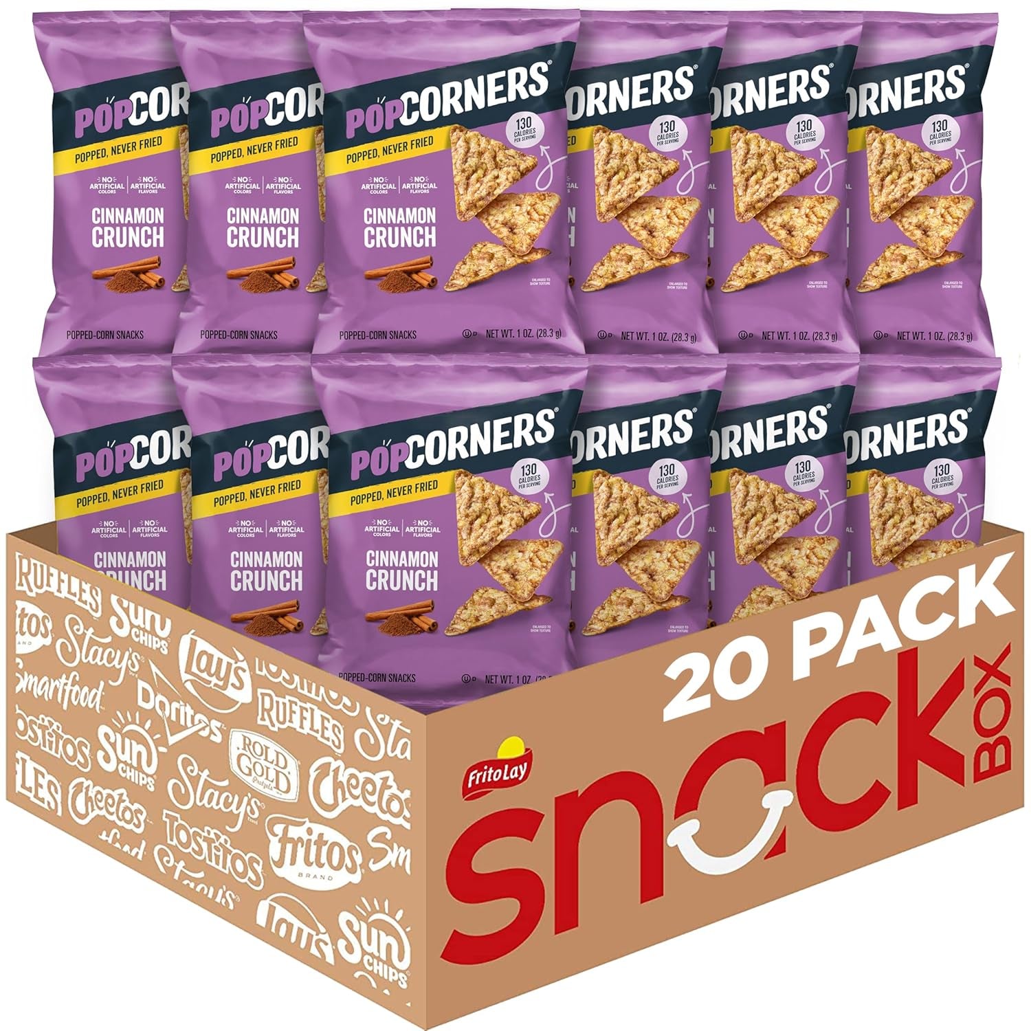 Popcorners Popped Corn Chips, 7 Flavor Variety Snack Pack, 1 Oz Bags, (20 Pack), Gluten Free, No Artificial Colors, No Artificial Flavors