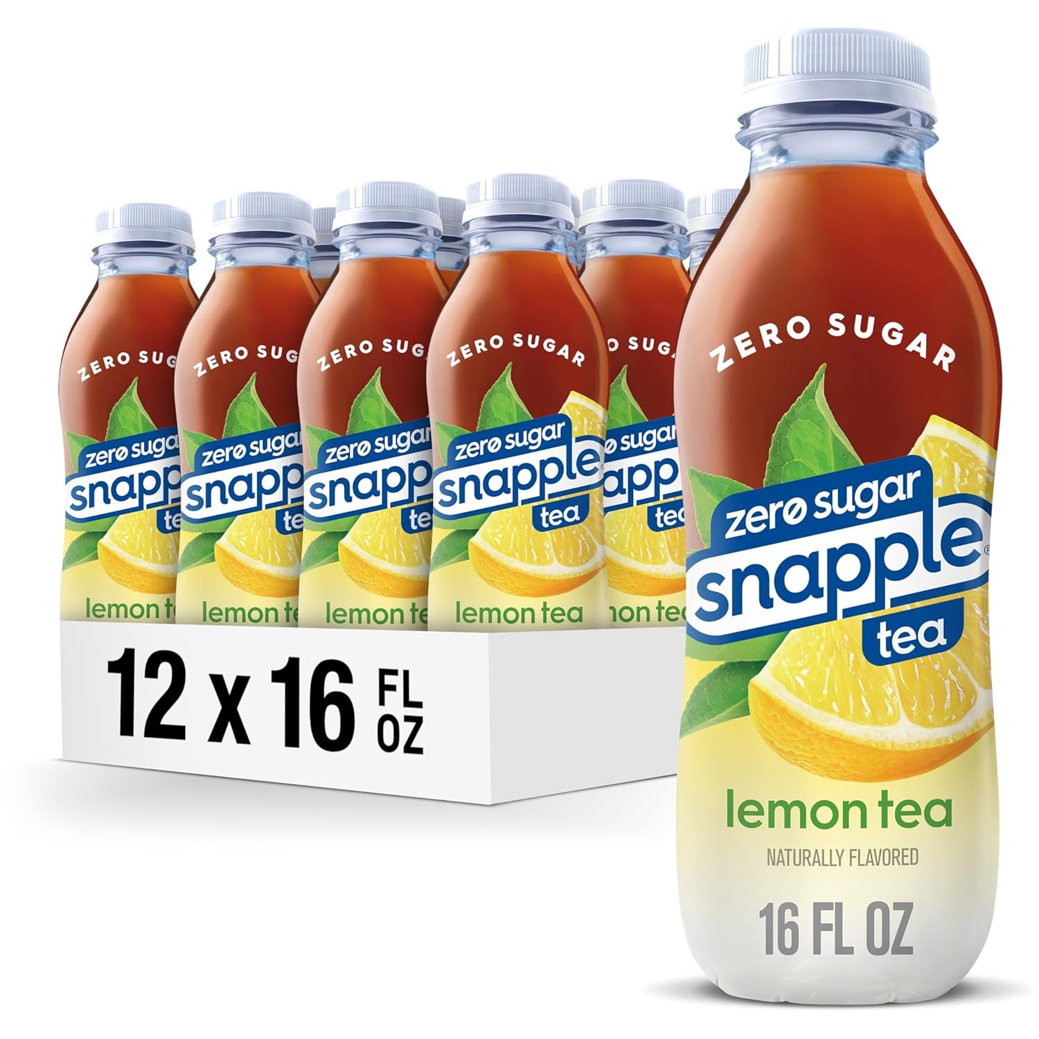 Snapple Zero Sugar Peach Tea, 16 Fl Oz Recycled Plastic Bottle (Pack of 12)