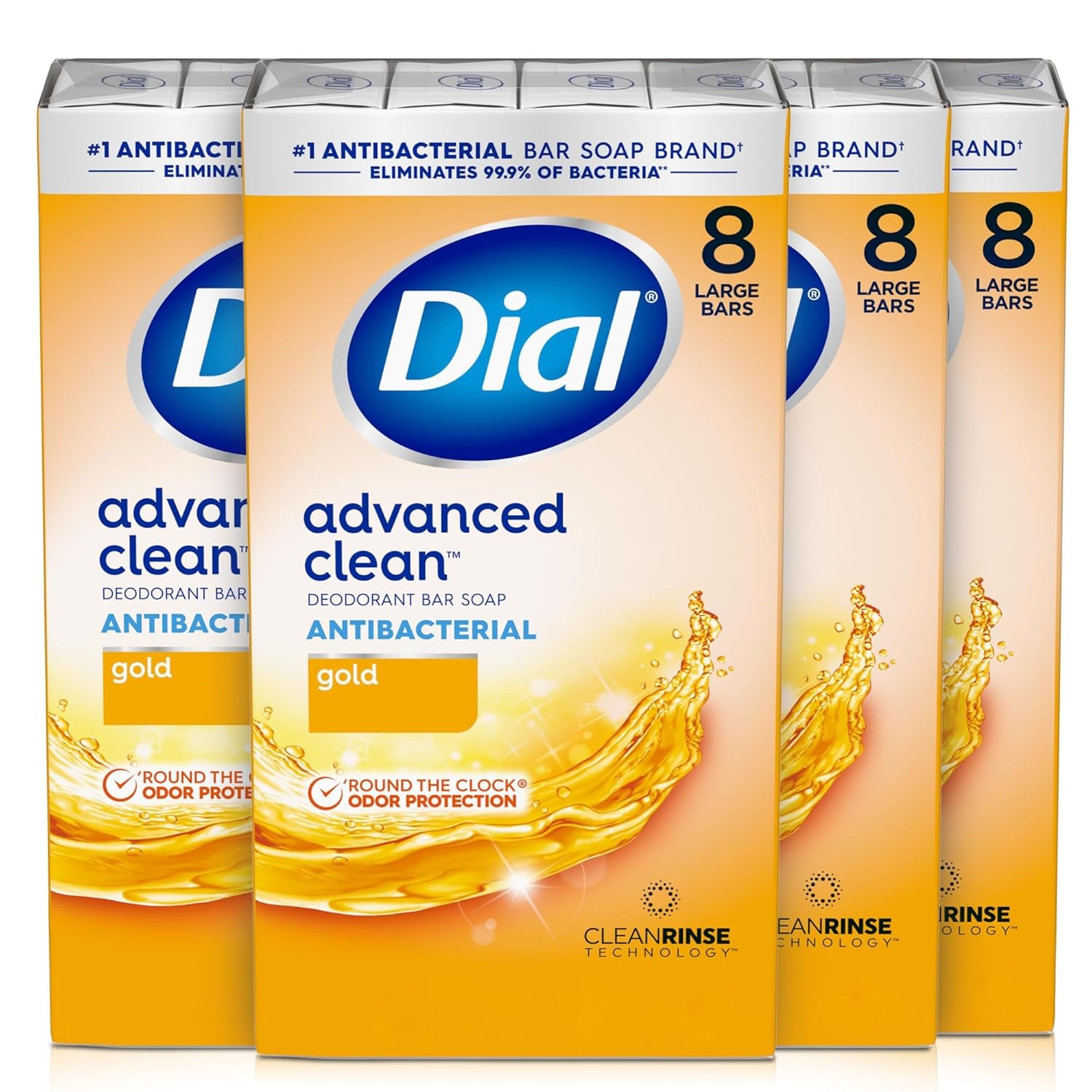 Dial Antibacterial Bar Soap, Refresh & Renew, White, 4 Oz, 32 Bars