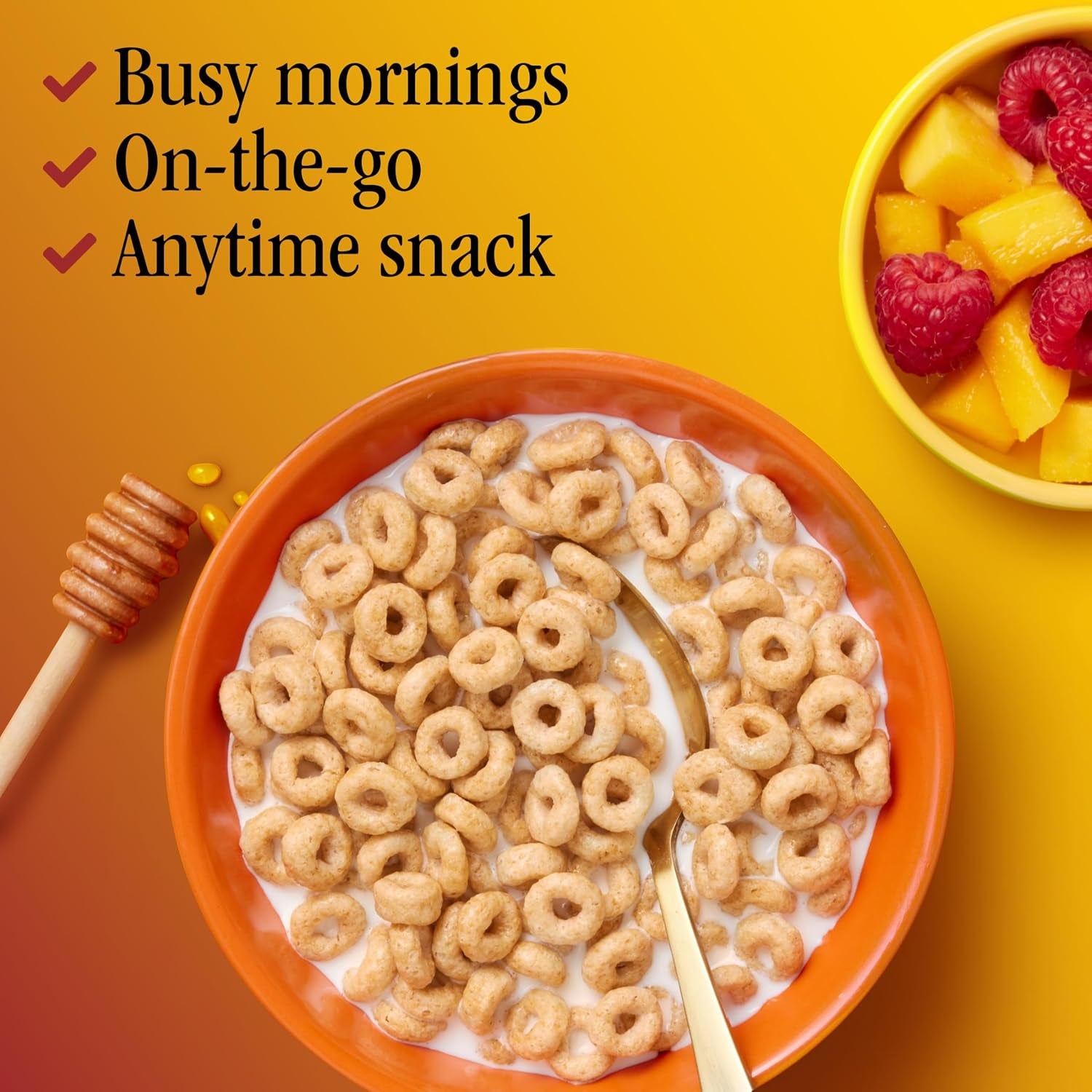 Honey Nut Cheerios, Heart Healthy Gluten Free Breakfast Cereal with Whole Grain Oats, Family Size, 18.8 Oz