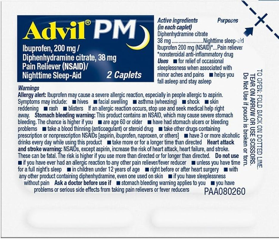 Advil Pain Reliever and Fever Reducer, Ibuprofen 200Mg for Pain Relief - 300 Count, Advil PM Pain Reliever and Nighttime Sleep Aid, Ibuprofen for Pain Relief and Diphenhydramine Citrate - 2 Count