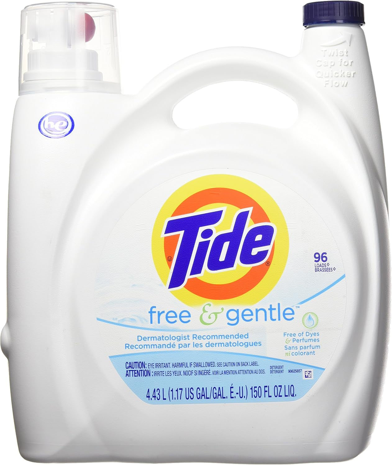 Tide Free & Gentle Liquid Laundry Detergent, 100 Loads, 132 Fl Oz, Tide Laundry Detergent, Clean Laundry Detergent