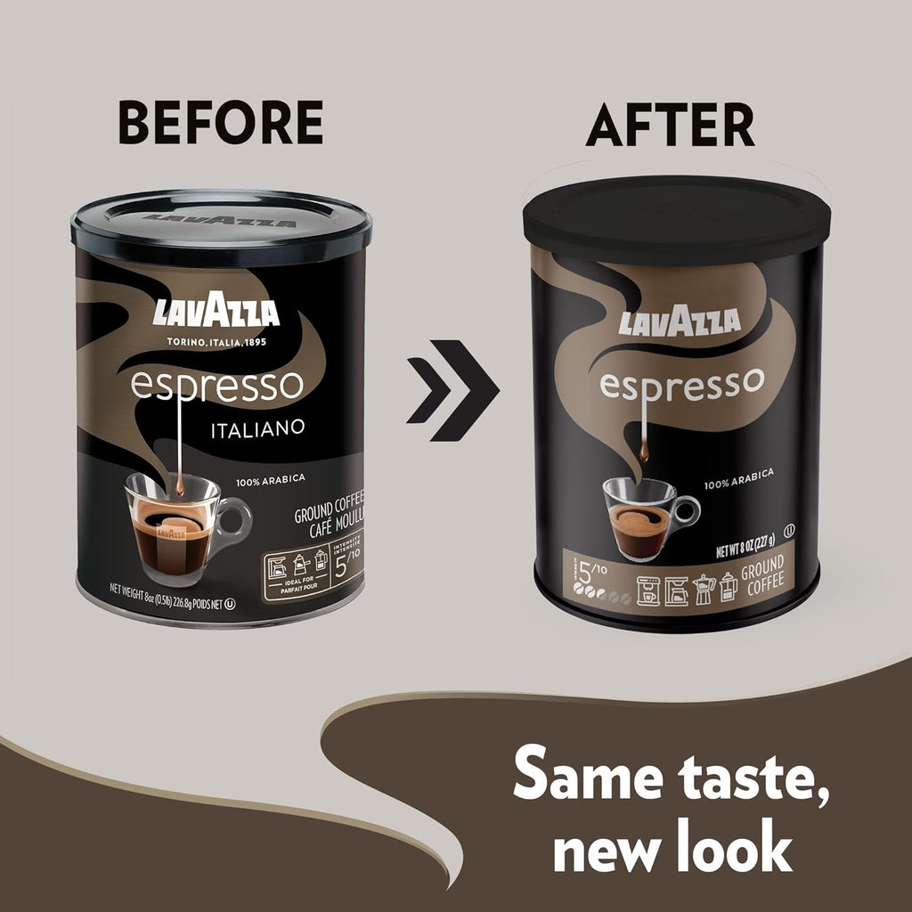 Lavazza Espresso Ground Coffee, Medium Roast, 100% Arabica, 8 Oz Tin (Pack of 4)