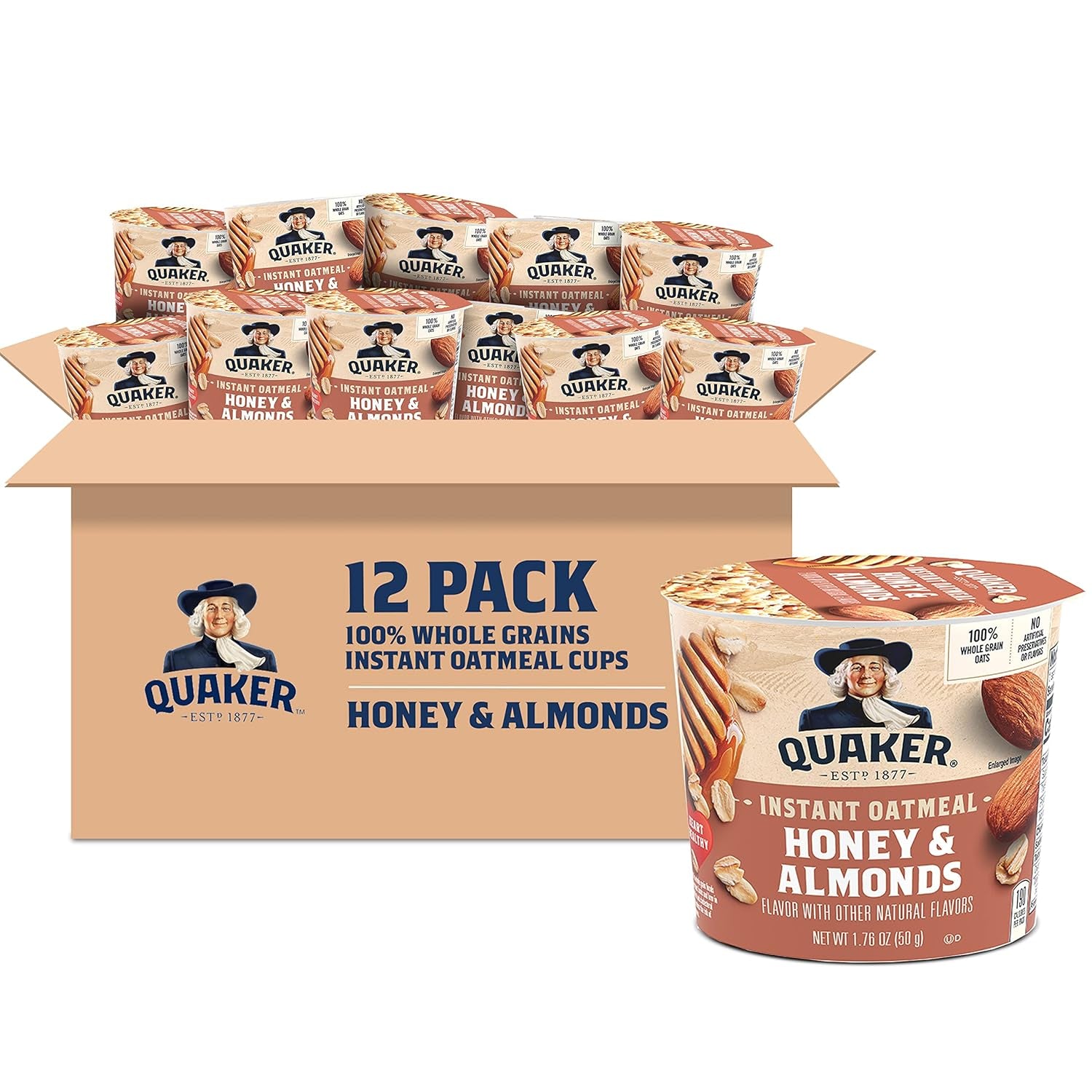 Quaker Instant Oatmeal Express Cups, 10G Protein 2 Flavor Variety Pack, (Pack of 12)
