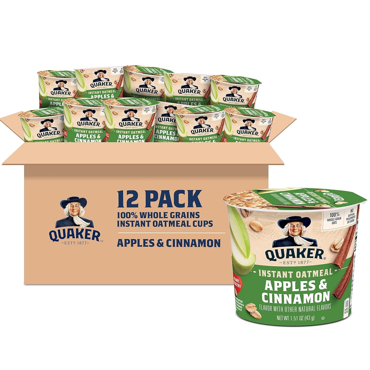 Quaker Instant Oatmeal Express Cups, 10G Protein 2 Flavor Variety Pack, (Pack of 12)