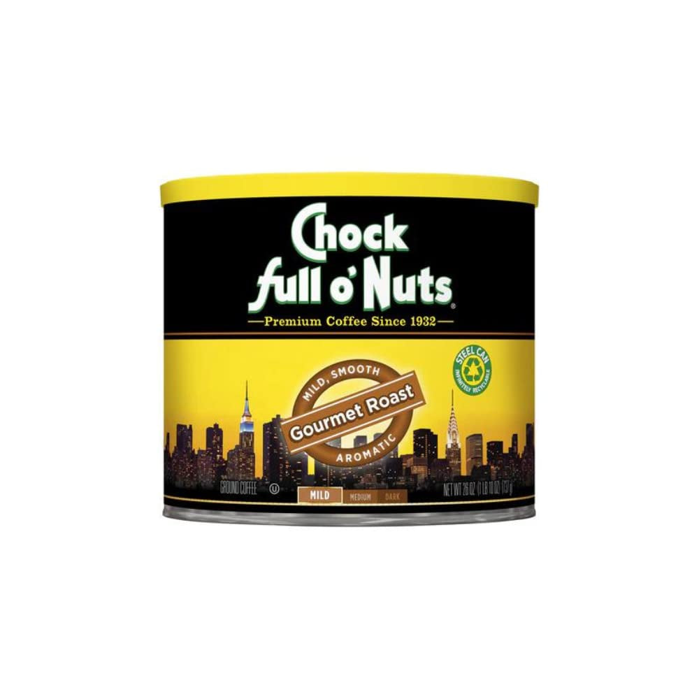 Chock Full O' Nuts Heavenly Original Ground Coffee – Premium Beans in Recyclable Steel Can – Rich Flavor & Aroma, Medium Roast – Perfect for Drip, Pour-Over, Percolator – 42.5 Oz Can