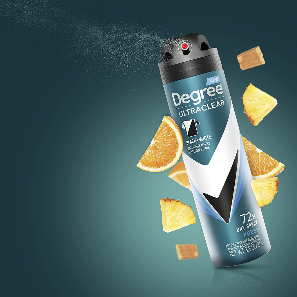 Degree Men Antiperspirant Spray Black + White 3 Count Protects from Deodorant Stains Instantly Dry Spray Deodorant 3.8 Oz
