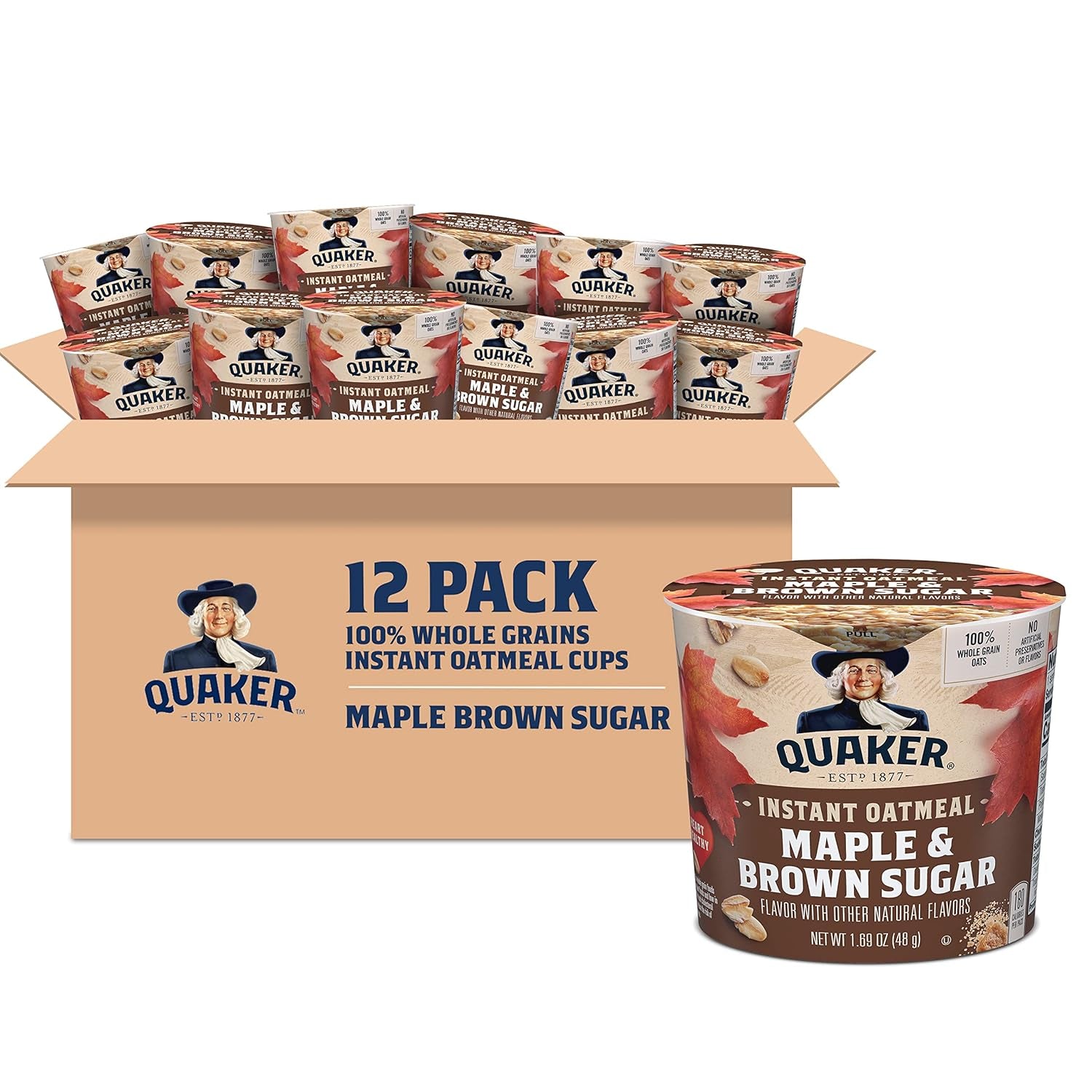 Quaker Instant Oatmeal Express Cups, 10G Protein 2 Flavor Variety Pack, (Pack of 12)