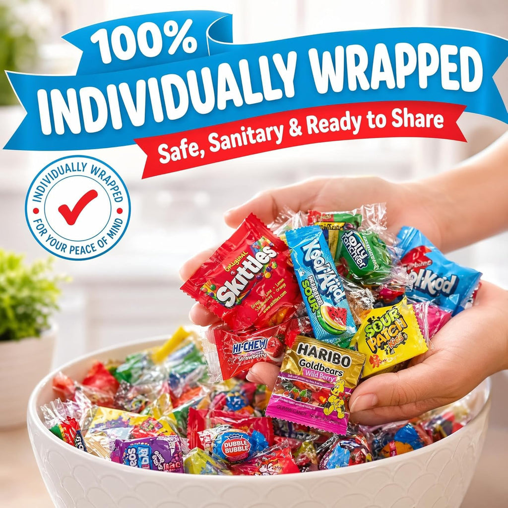 Candy Variety Pack - Assorted Candy Party Mix - 4 LB Bag - Sweets Assortment - Bulk Individually Wrapped - Pinata Candies - Mixed Candies - Queen Jax - Deluxe Mix - July 4Th