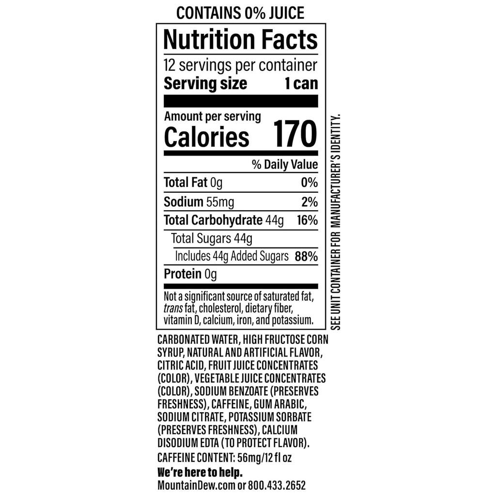 Mountain Dew, Baja Cabo Citrus12 Fl Oz Cans (Pack of 12)