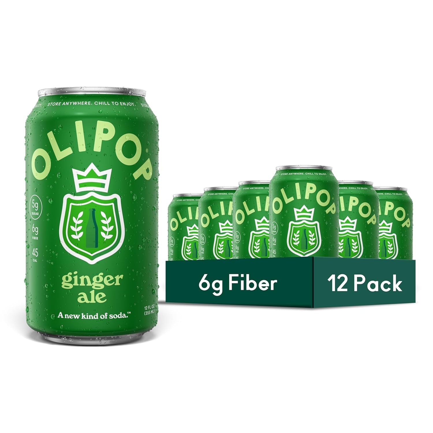 OLIPOP Prebiotic Soda Pop, Vintage Cola, Pantry Pack Packed with Prebiotics, Fiber, and Botanicals, Gluten Free, GMO Free, 12Oz (12-Cans) (Packaging May Vary)