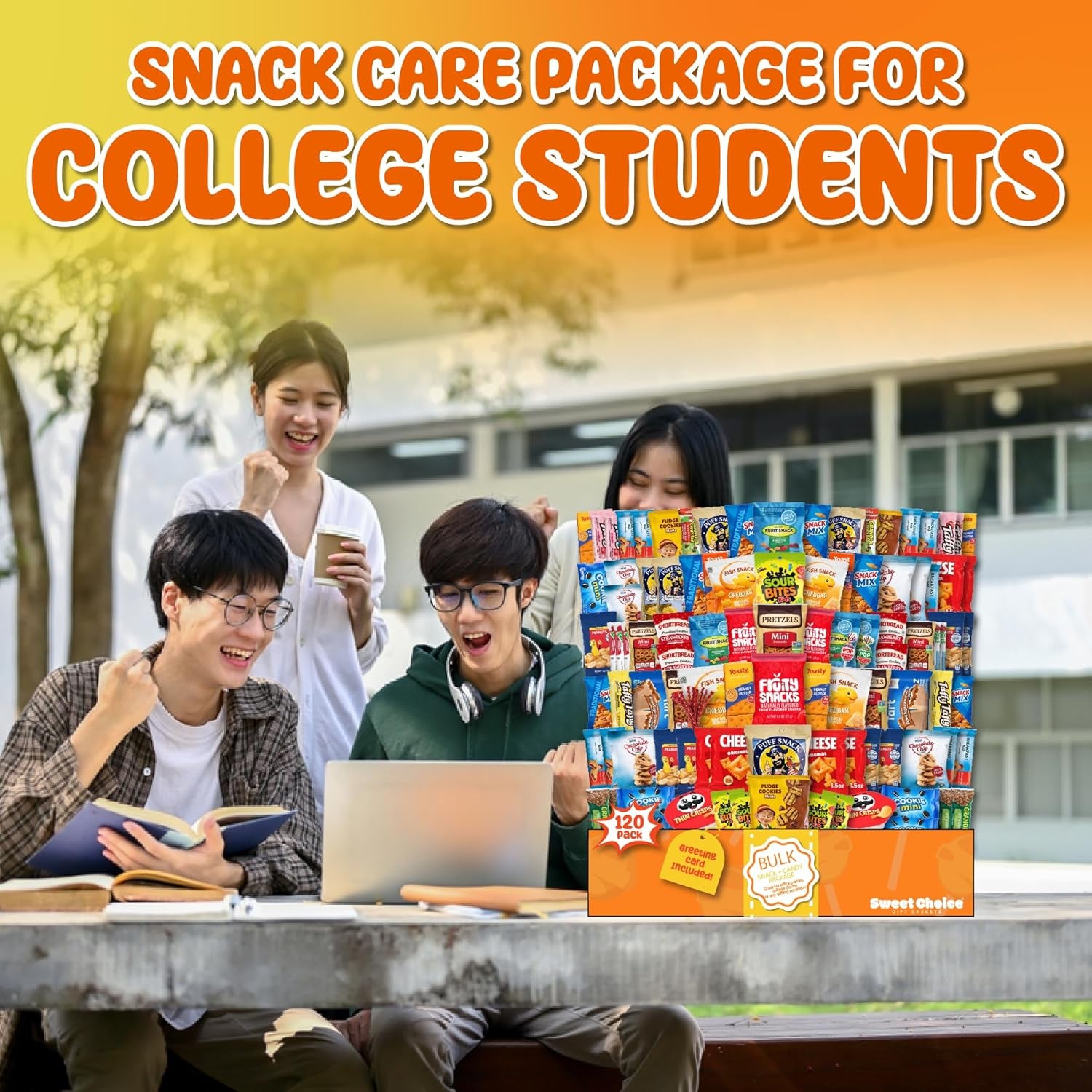 Snack Box Variety Pack (120 Count) - Bulk Snacks Variety Pack for Adults, Kids & Teens - Snacks Candy Gift Box with Chips, Cookies & Bars - Care Packages for College Students, Office & Birthdays