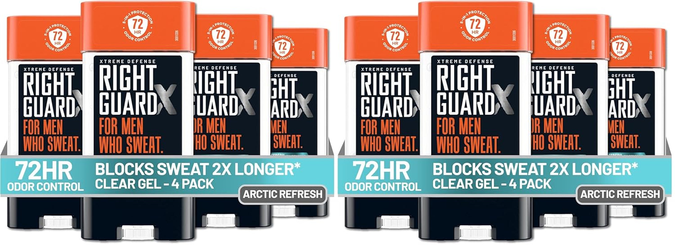 Right Guard Xtreme Defense Antiperspirant Deodorant Gel, Fresh Blast Scent - 5-In-1 Deodorant Men Can Trust, 72-Hour Odor Control, Invisible Gel for Men, 4 Oz (4 Pack)