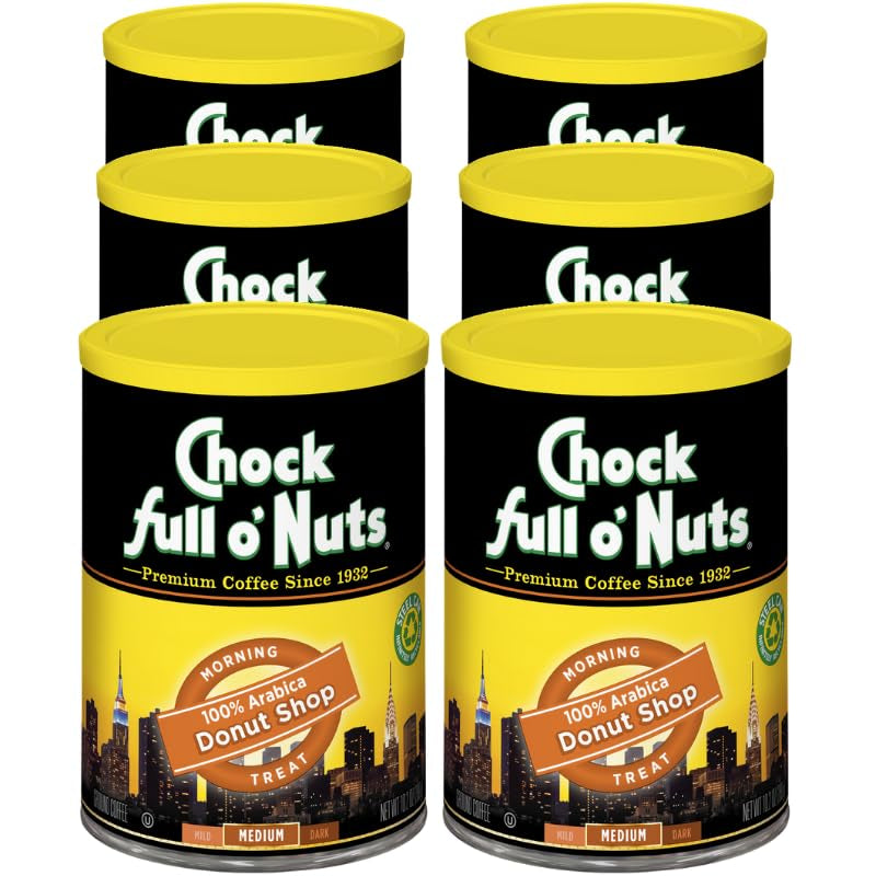 Chock Full O' Nuts Heavenly Original Ground Coffee – Premium Beans in Recyclable Steel Can – Rich Flavor & Aroma, Medium Roast – Perfect for Drip, Pour-Over, Percolator – 42.5 Oz Can