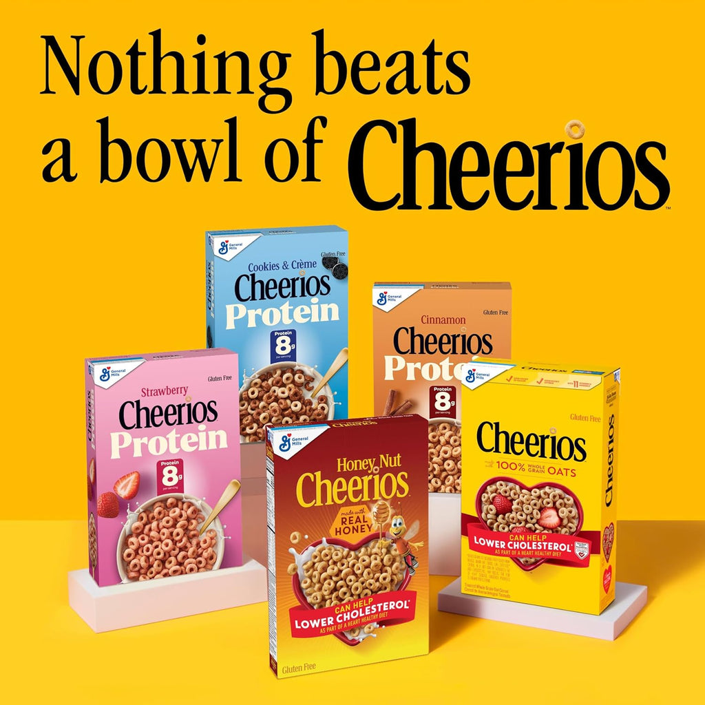 Honey Nut Cheerios, Heart Healthy Gluten Free Breakfast Cereal with Whole Grain Oats, Family Size, 18.8 Oz